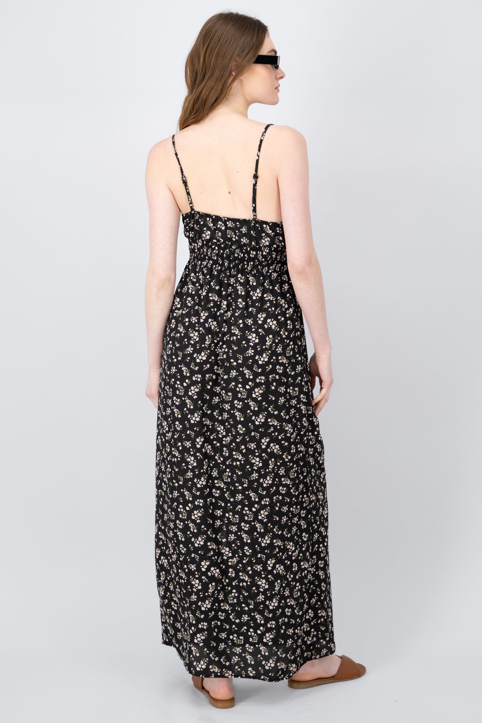 Vestido maxi estampado flores tirantes NEGRO COMBO