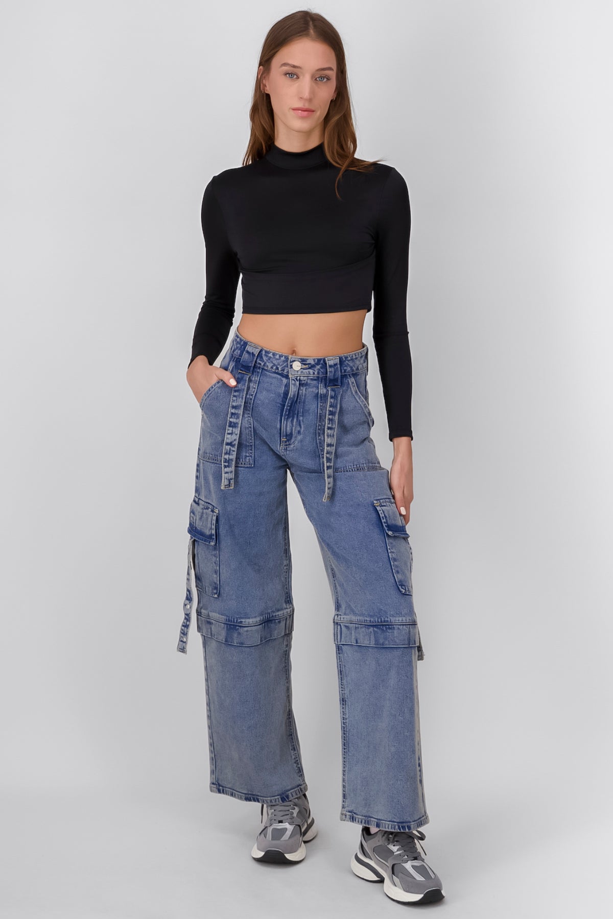 Jeans Cargo 2 Bolsas Tiras ACID LIGHT