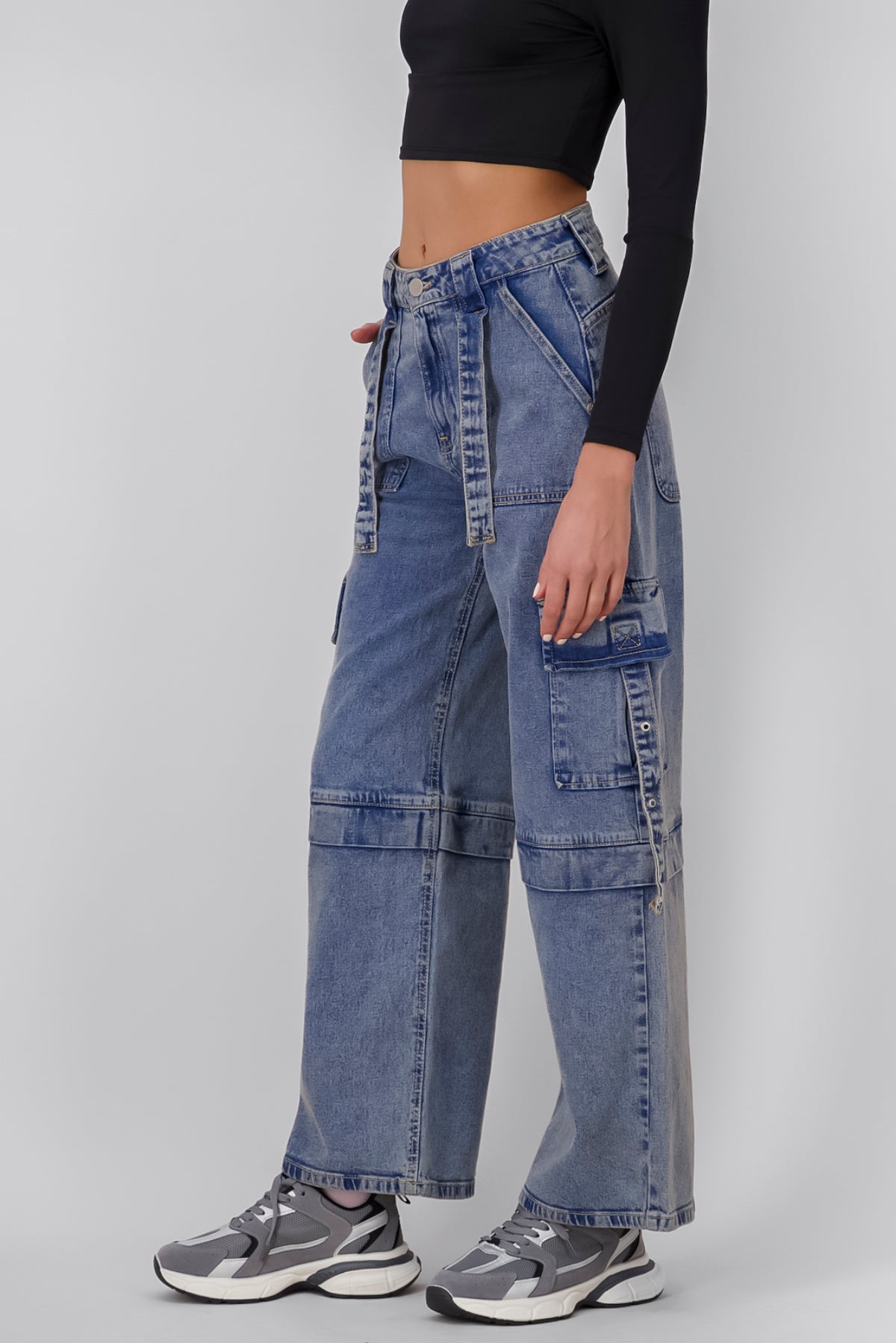 Jeans Cargo 2 Bolsas Tiras ACID LIGHT