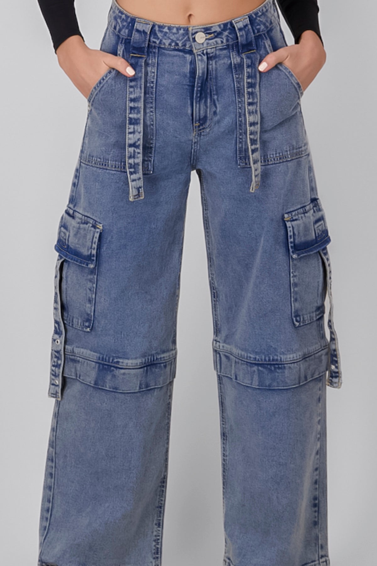 Jeans Cargo 2 Bolsas Tiras ACID LIGHT