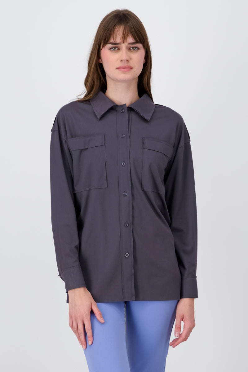 Sobrecamisa larga fluida GRIS