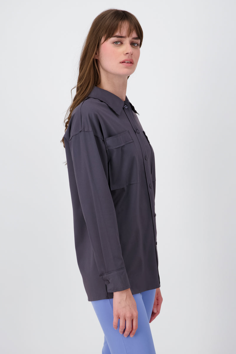 Sobrecamisa larga fluida GRIS