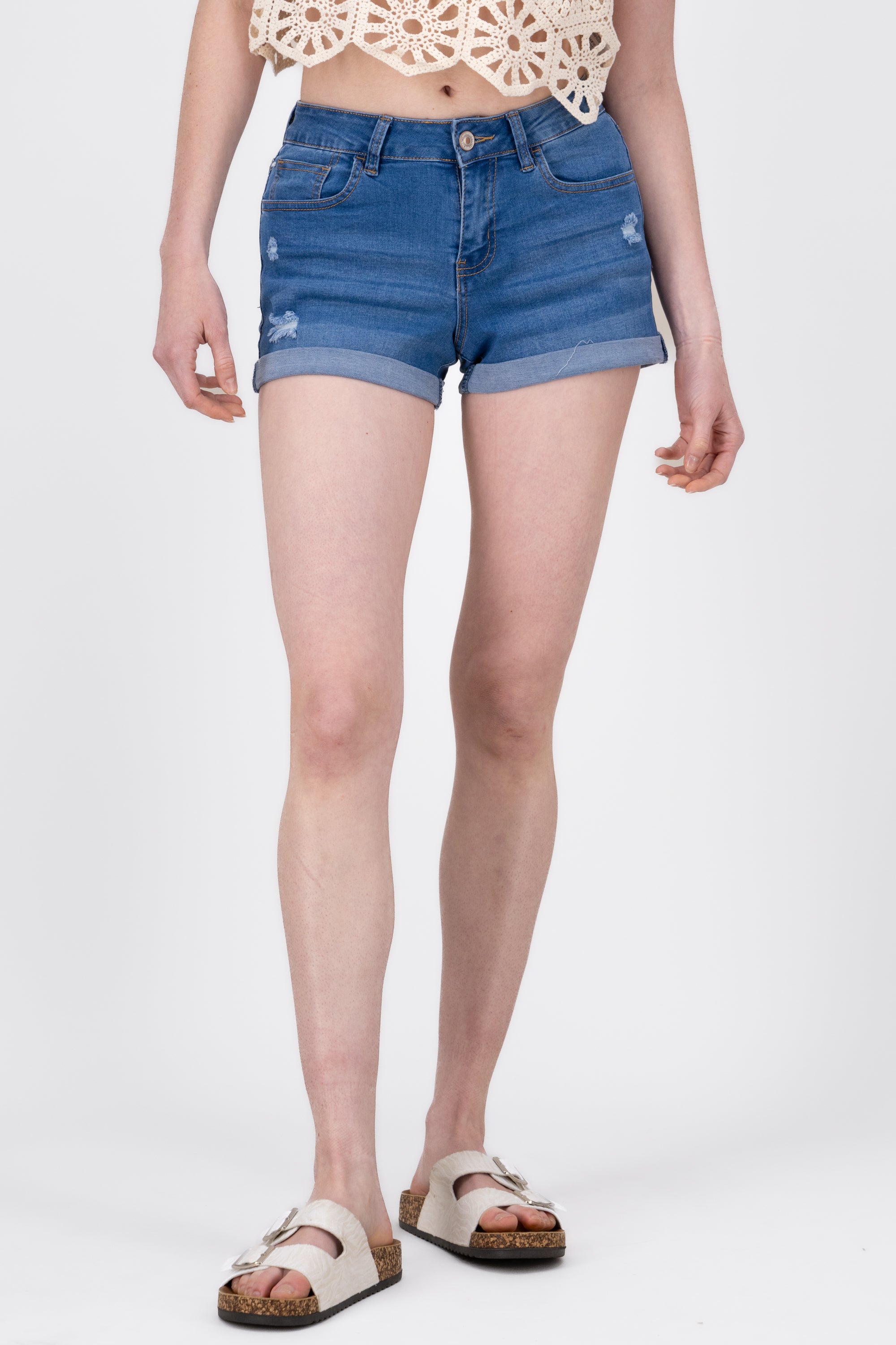 Shorts Denim Con Dobadillo MEDIUM WASH