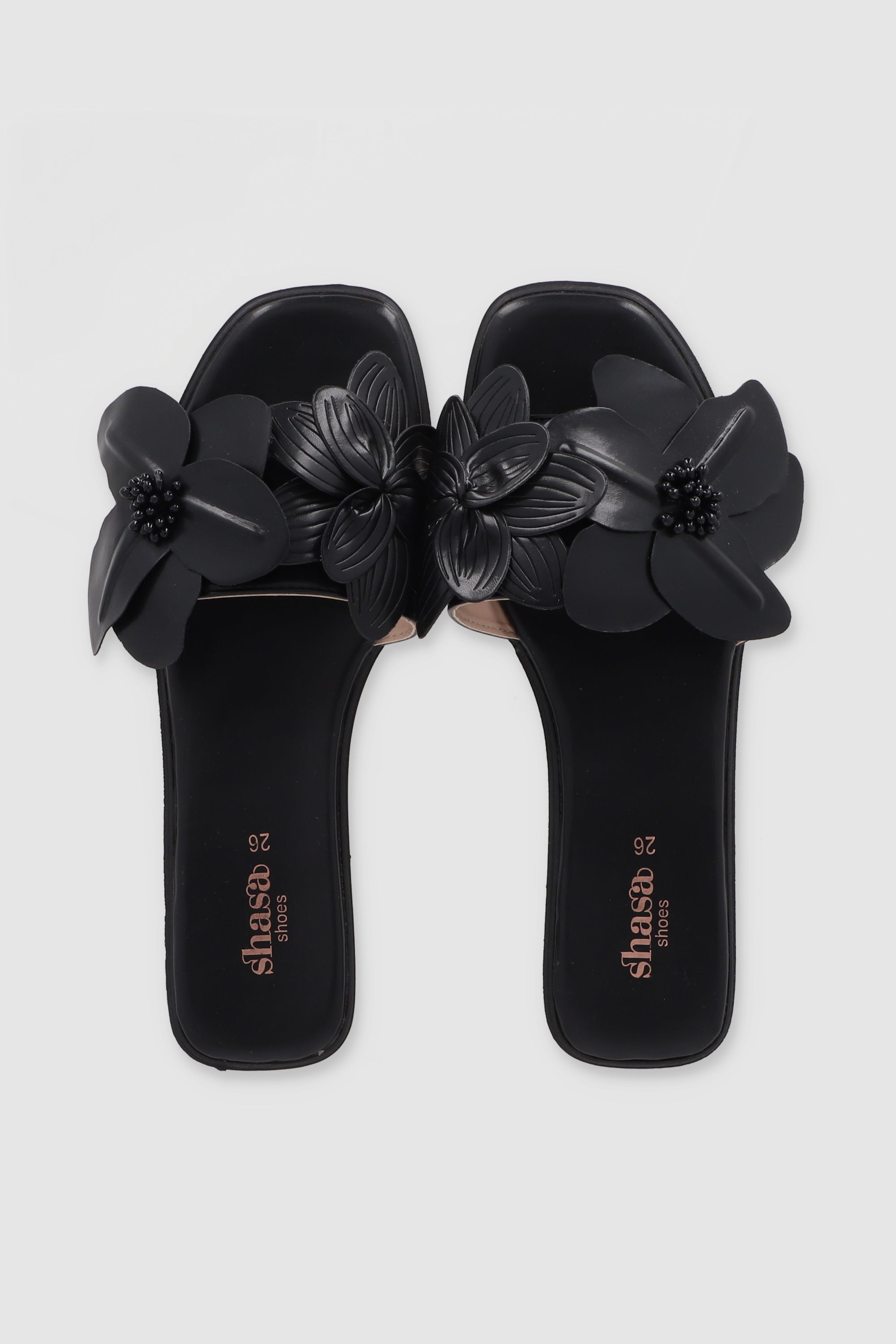 Sandalia flores tropicales 3D NEGRO