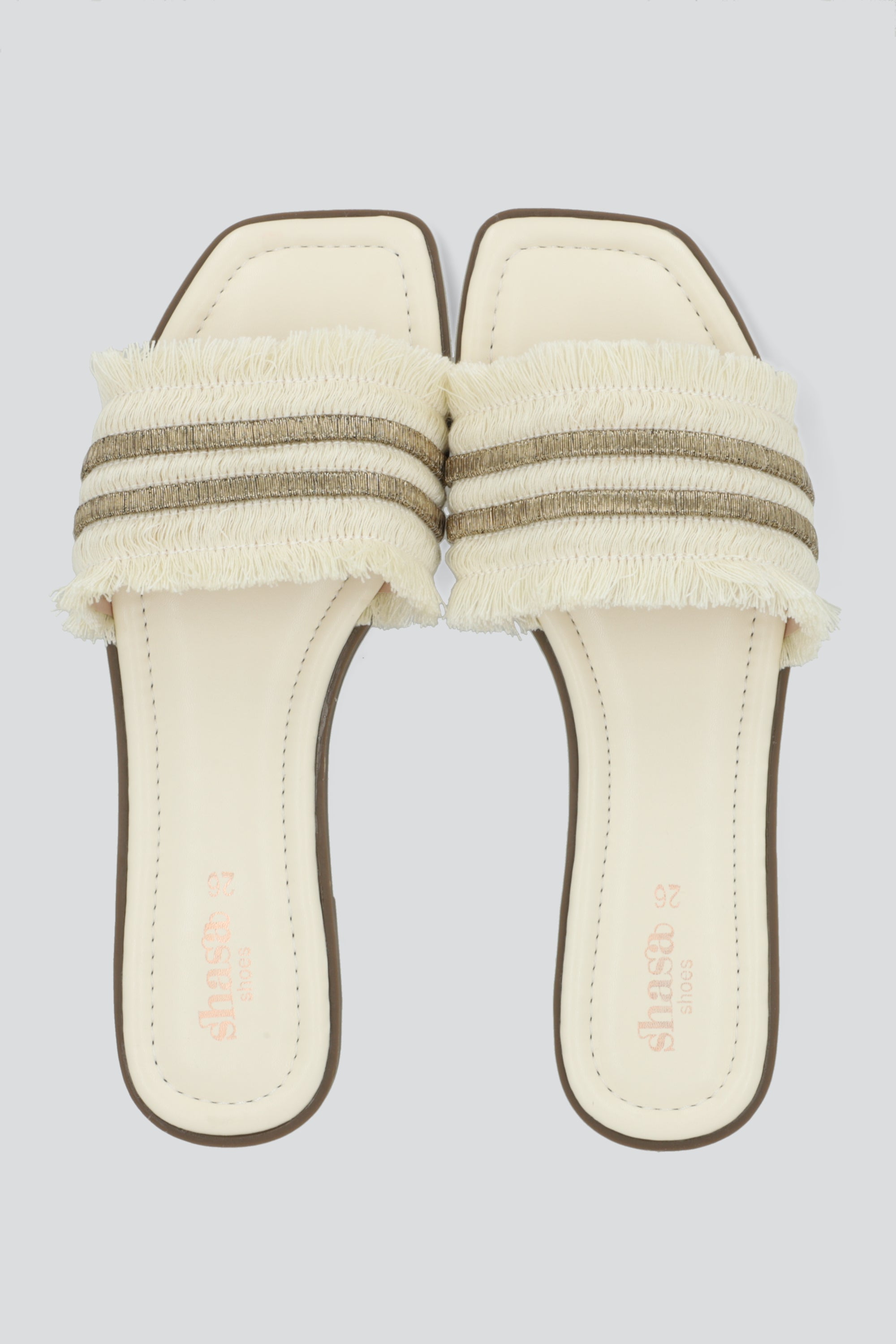 Sandalia detalle metálico flecos BLANCO