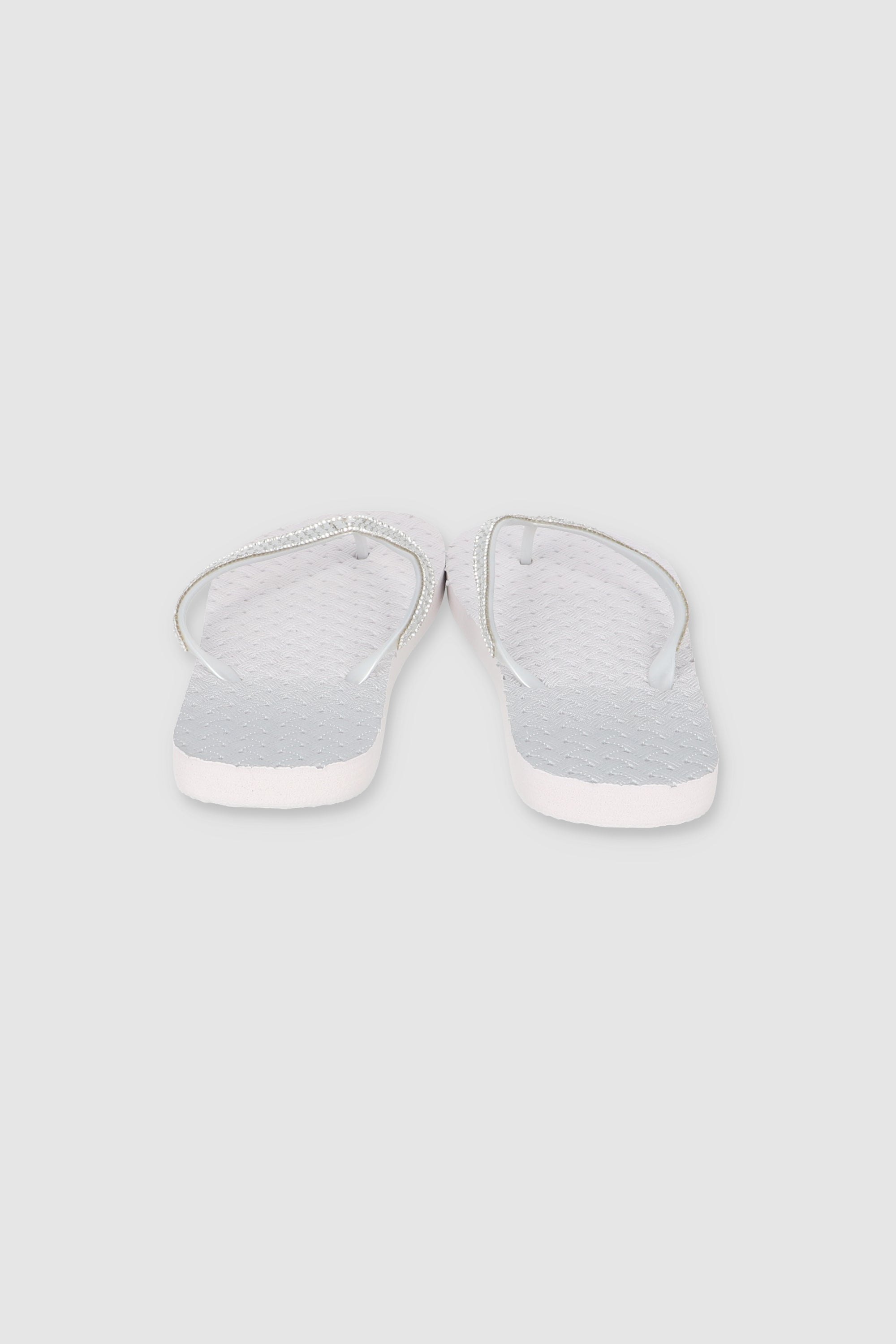 FLIP FLOPS TEXTURA CANASTA CHINELA BRILLOS BLANCO