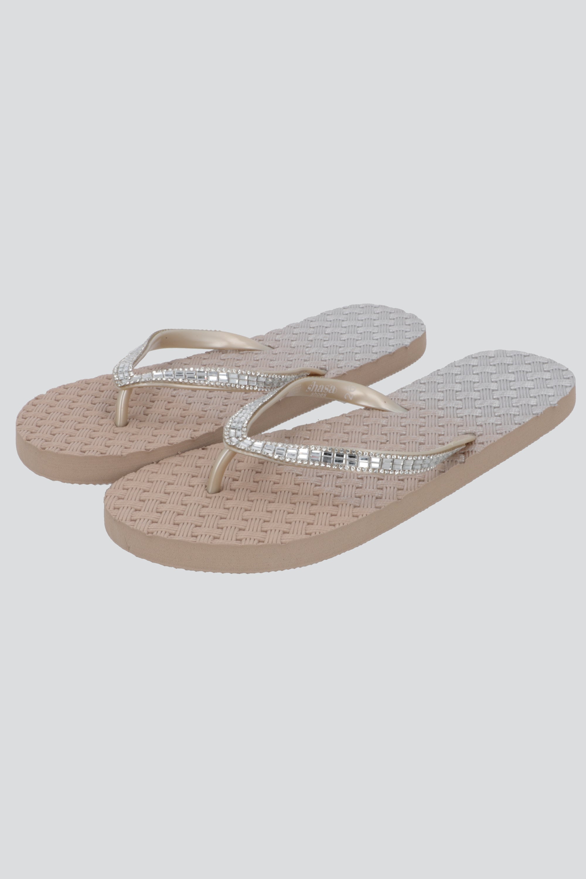 Flip Flops Textura Canasta Chinela Brillos TAUPE