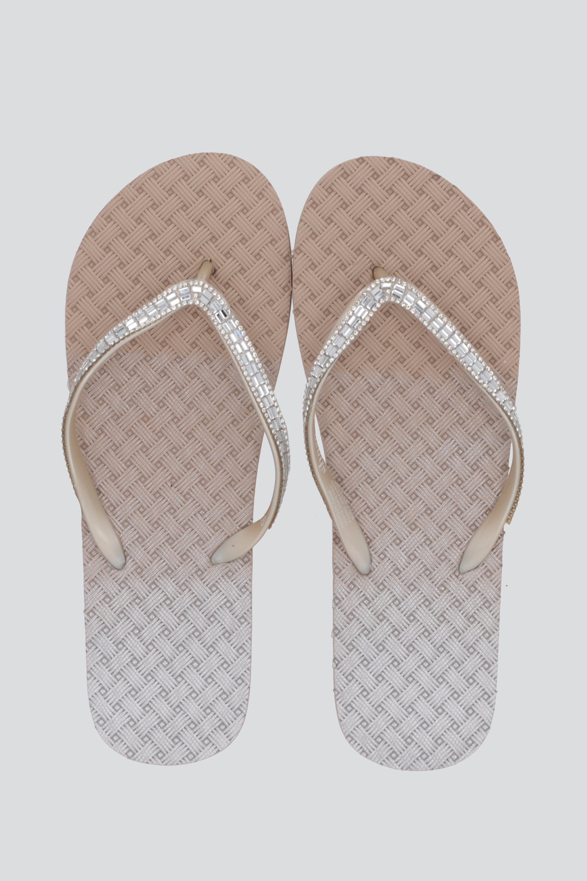 Flip Flops Textura Canasta Chinela Brillos TAUPE