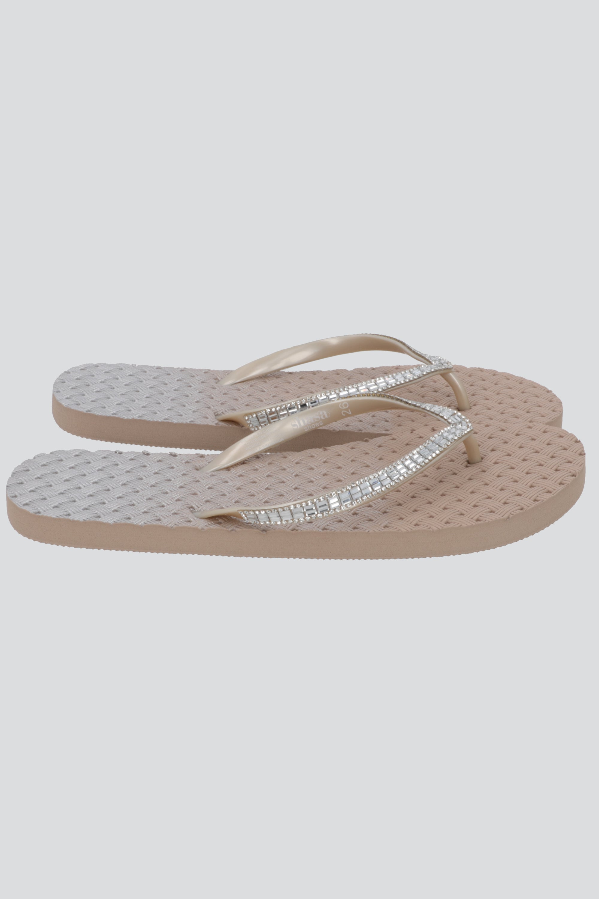 Flip Flops Textura Canasta Chinela Brillos TAUPE