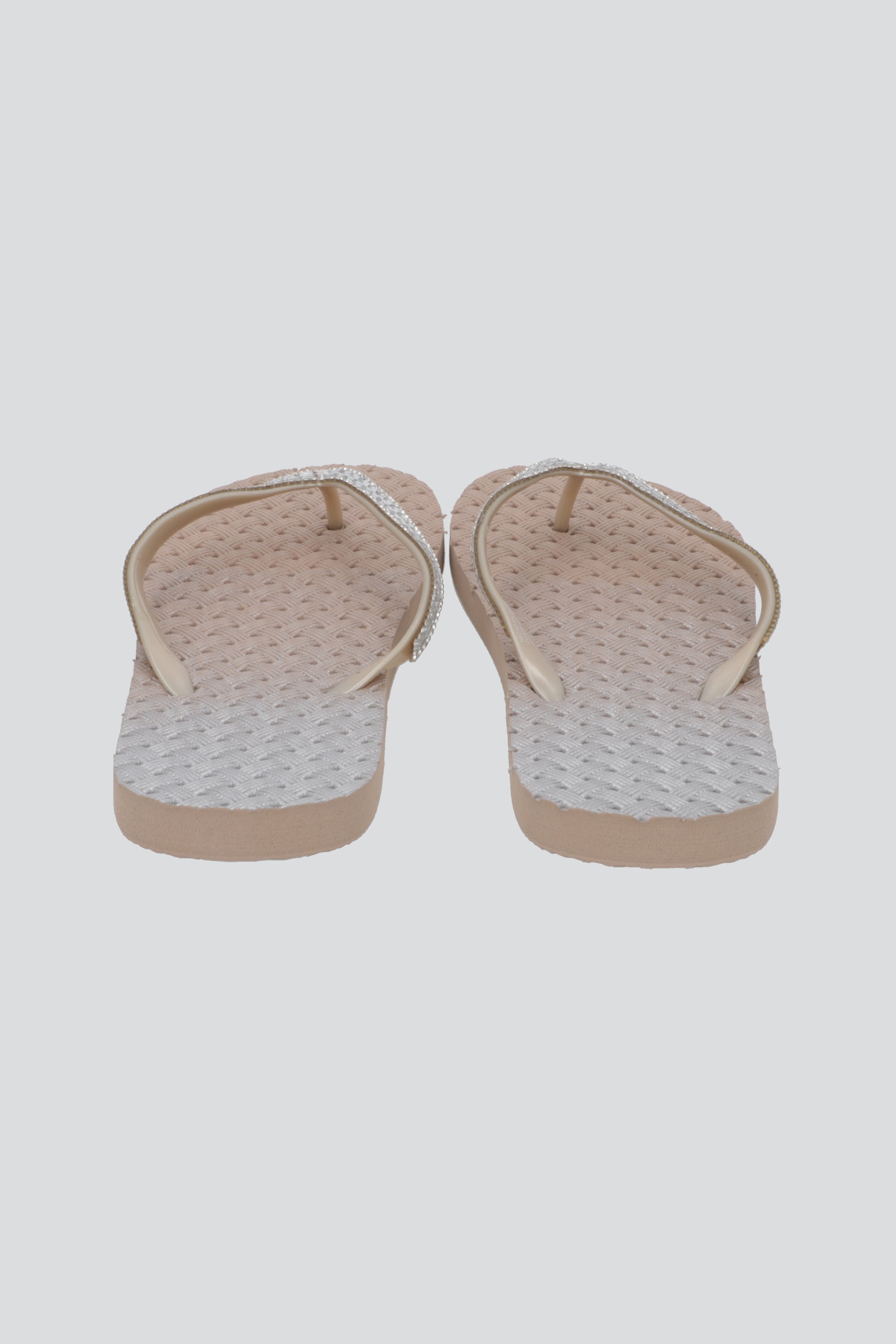 Flip Flops Textura Canasta Chinela Brillos TAUPE