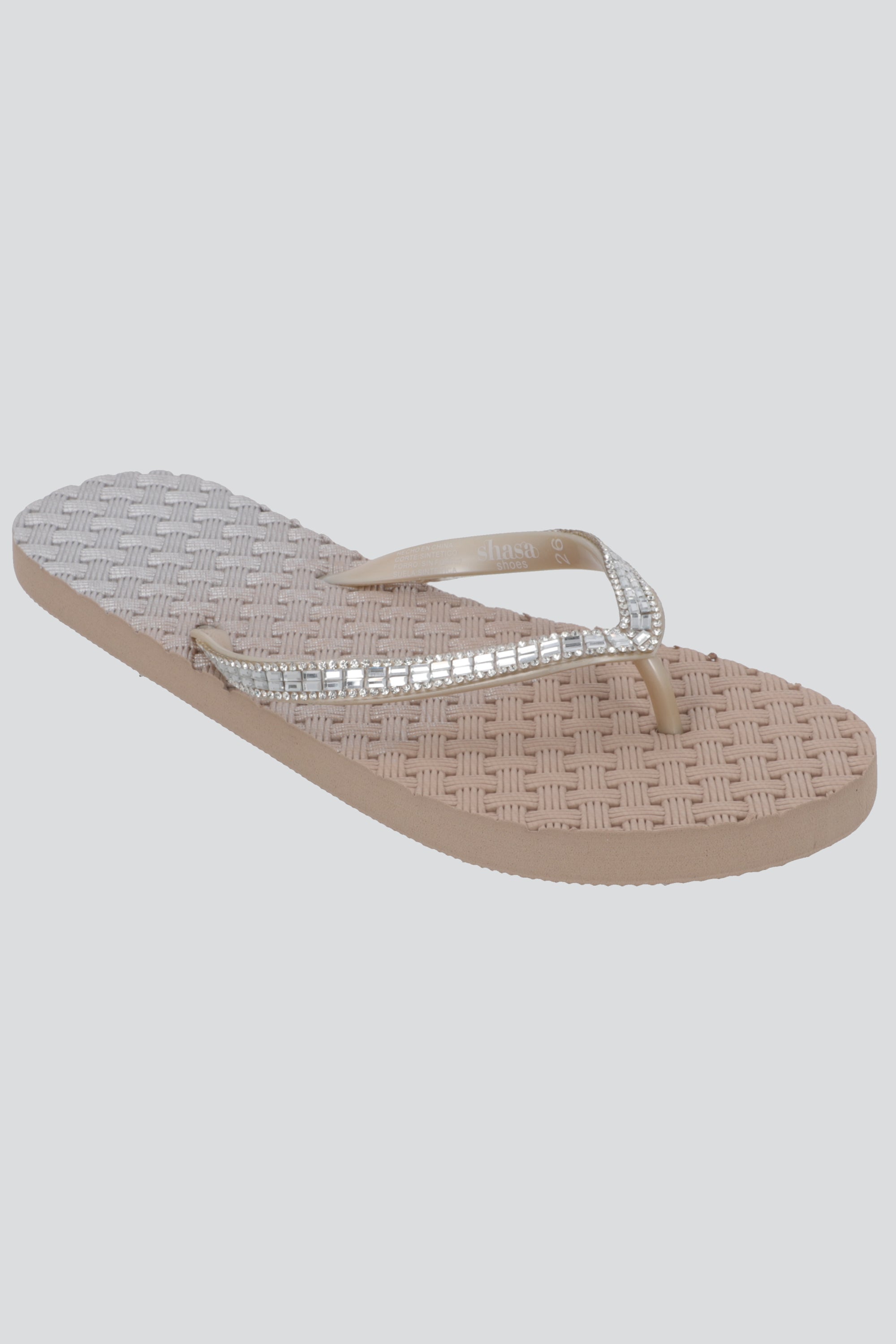 Flip Flops Textura Canasta Chinela Brillos TAUPE