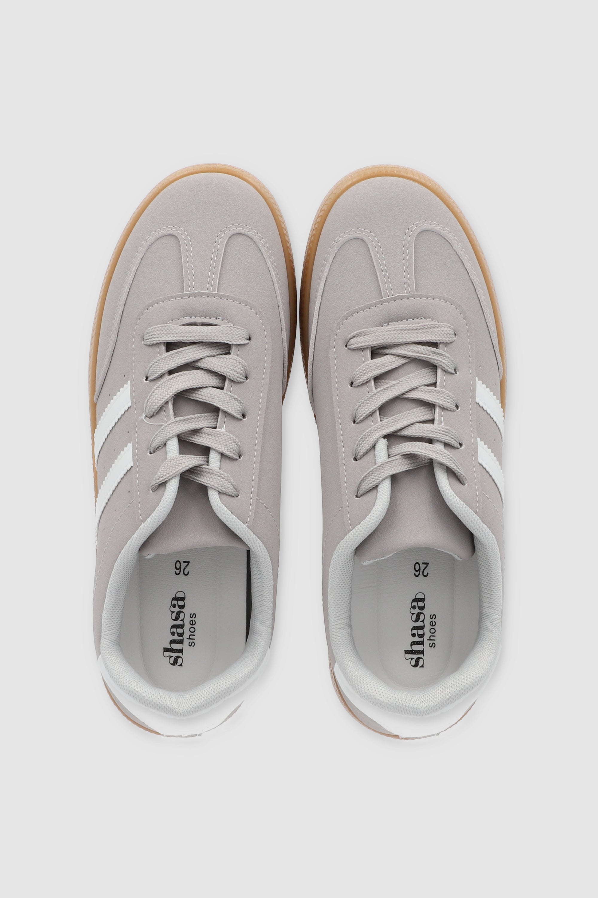 Tenis casual rayas punta suede GRIS