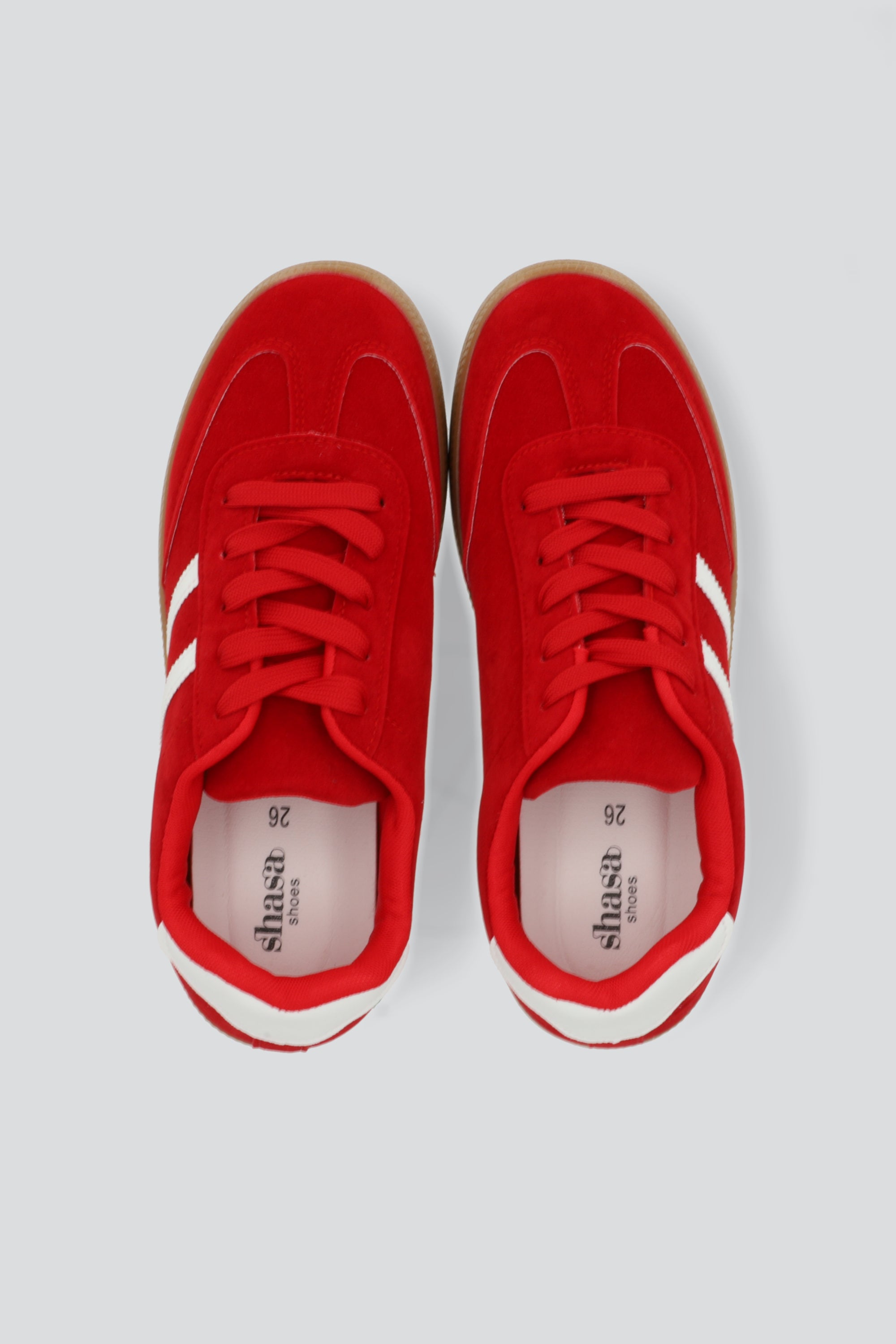 Tenis casual rayas punta suede ROJO
