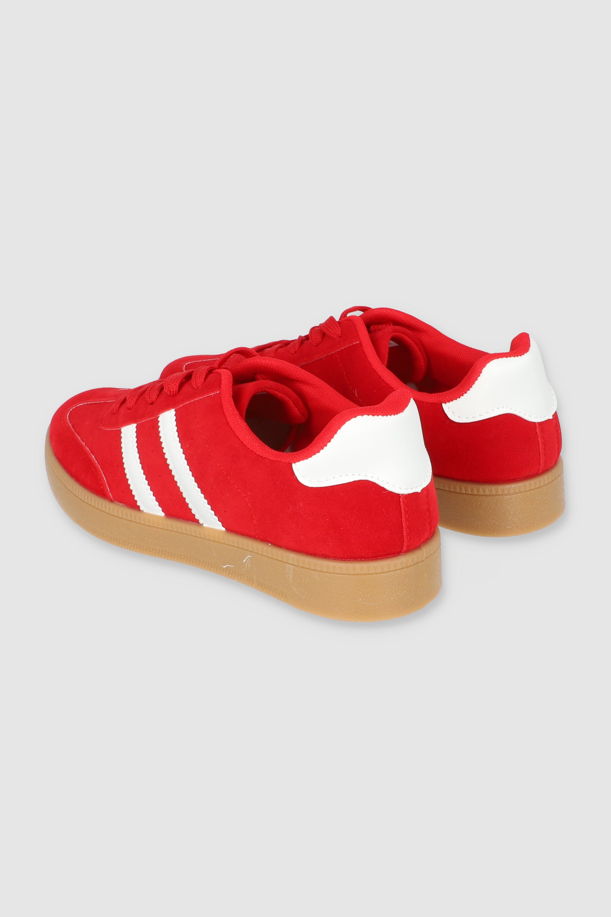 Tenis casual rayas punta suede ROJO