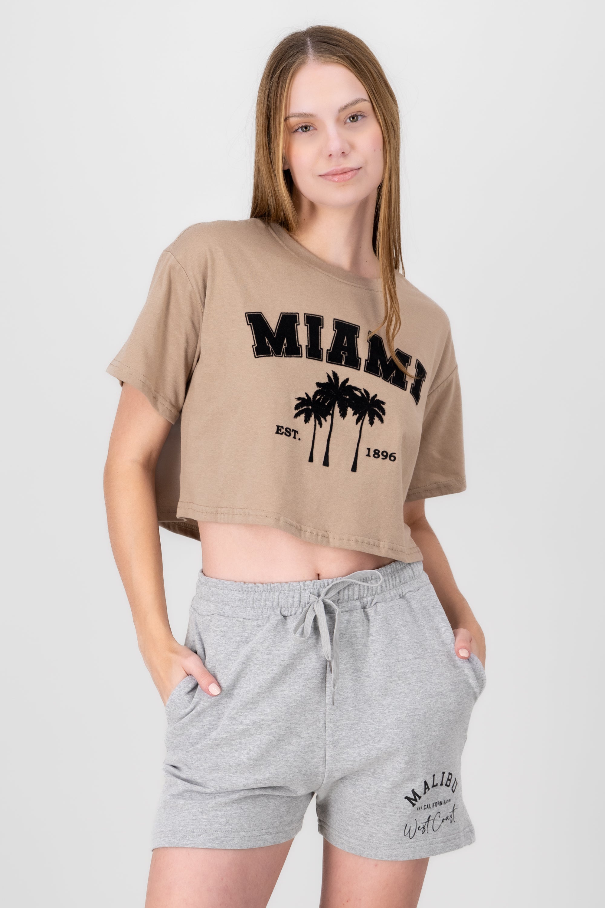 Playera Crop Miami BEIGE