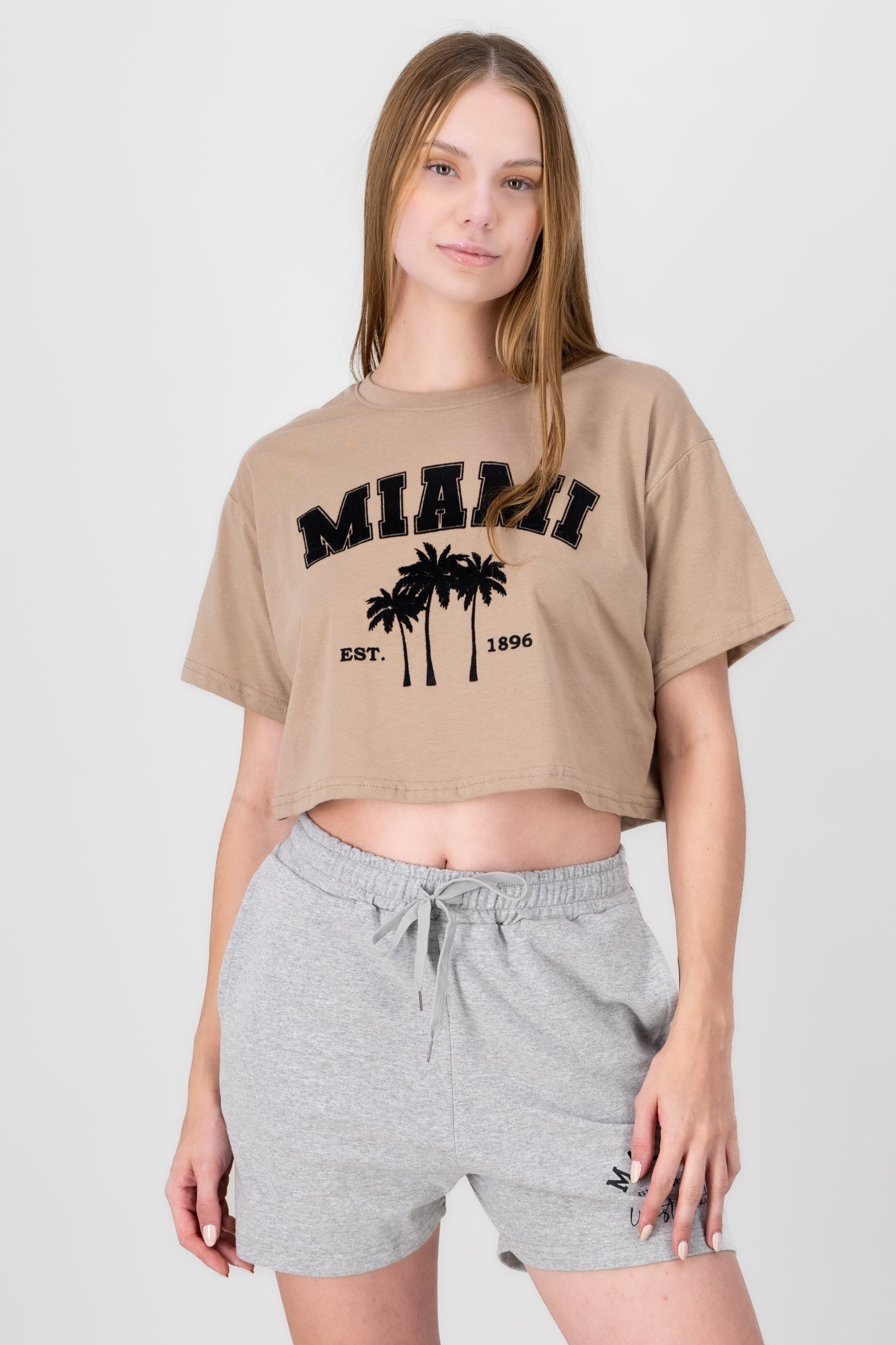 Playera Crop Miami BEIGE