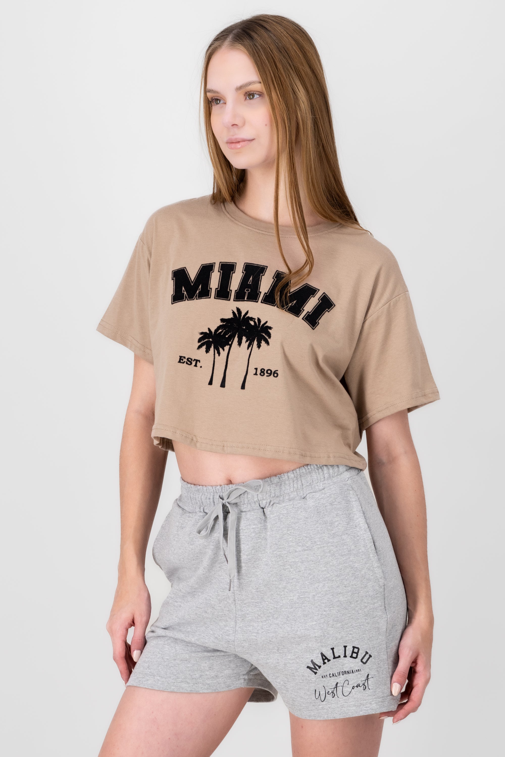 Playera Crop Miami BEIGE