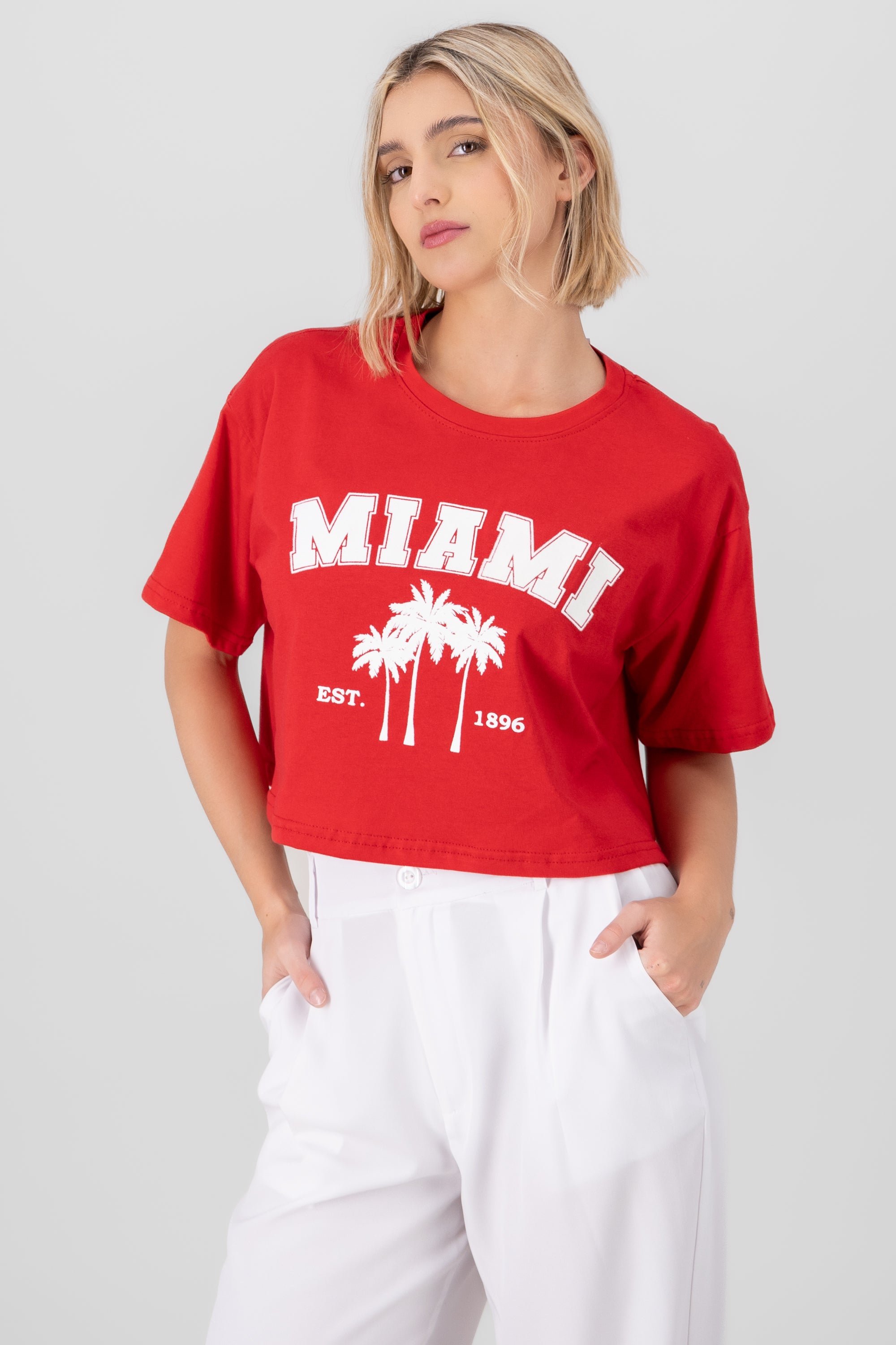 Playera Crop Miami ROJO