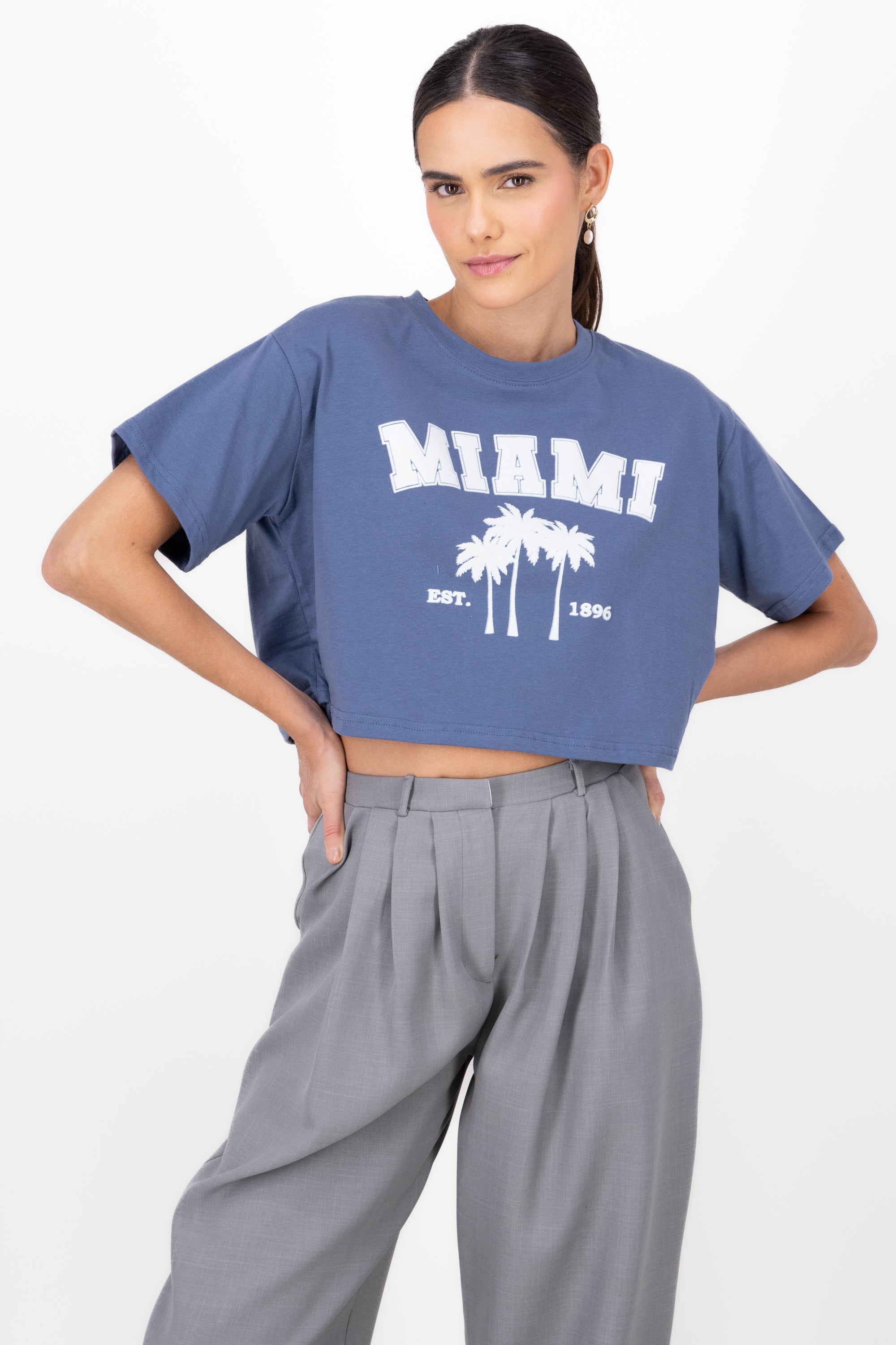 Playera Crop Miami INDIGO