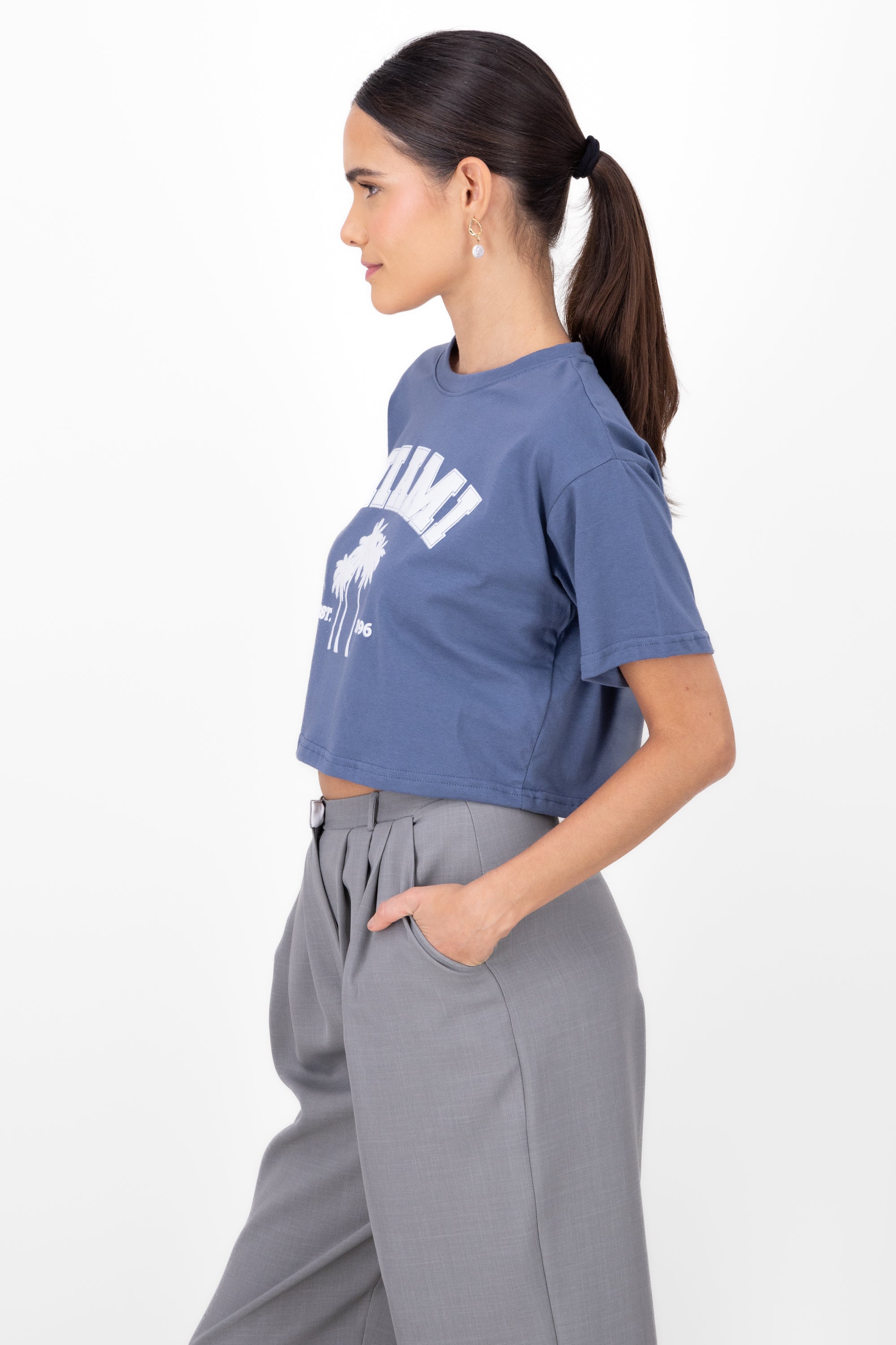 Playera Crop Miami INDIGO