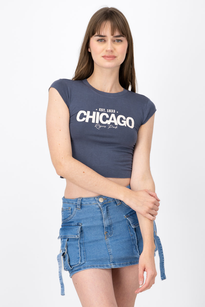 Playera Crop Chicago MARINO