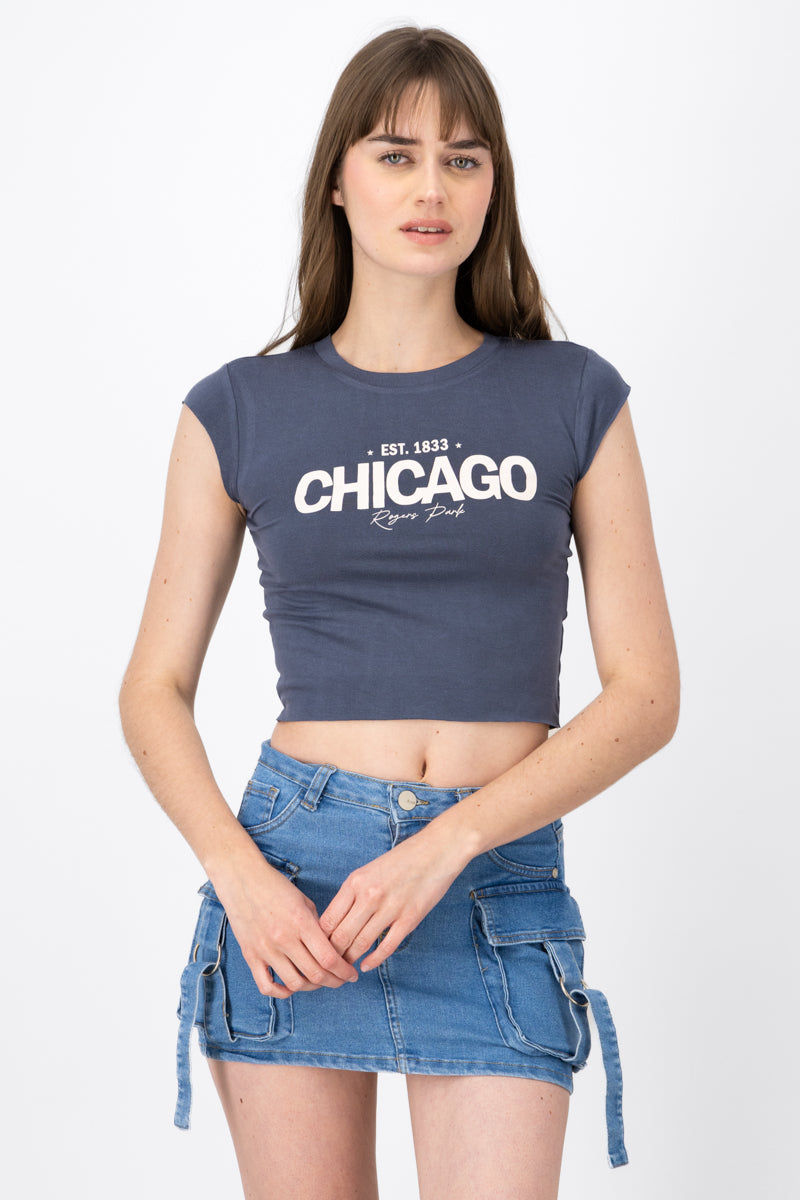 Playera Crop Chicago MARINO