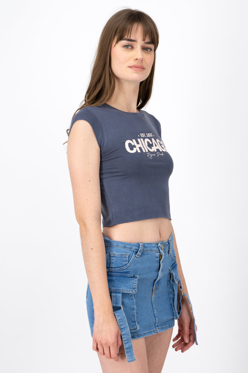 Playera Crop Chicago MARINO