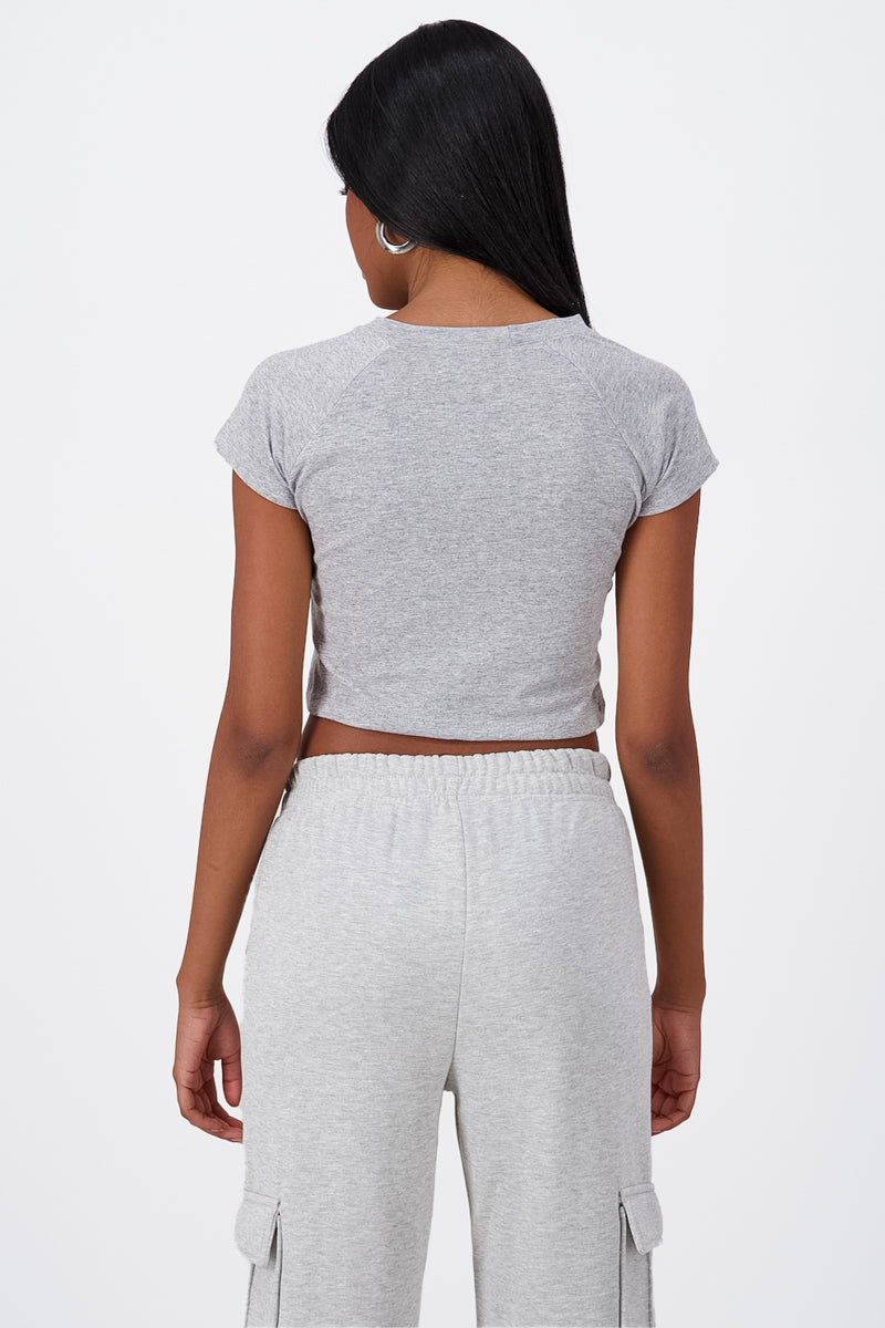 Playera Crop Brooklyn GRIS JASPE