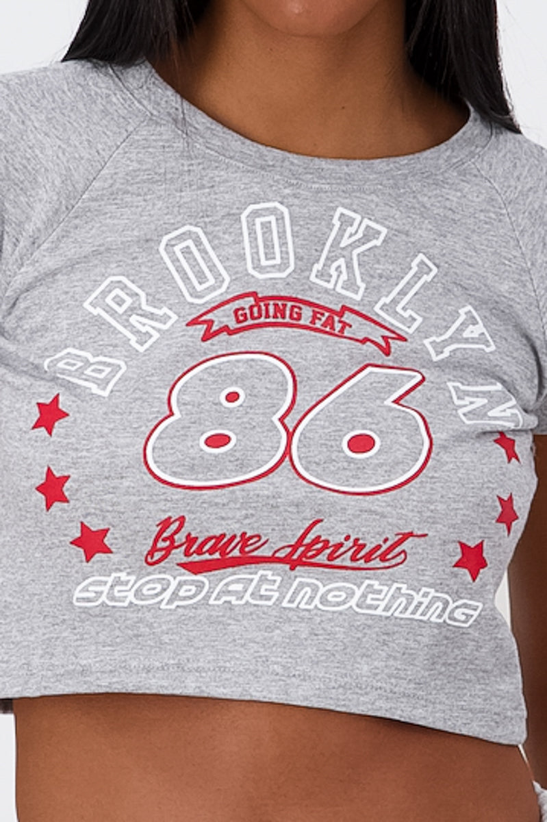 Playera Crop Brooklyn GRIS JASPE