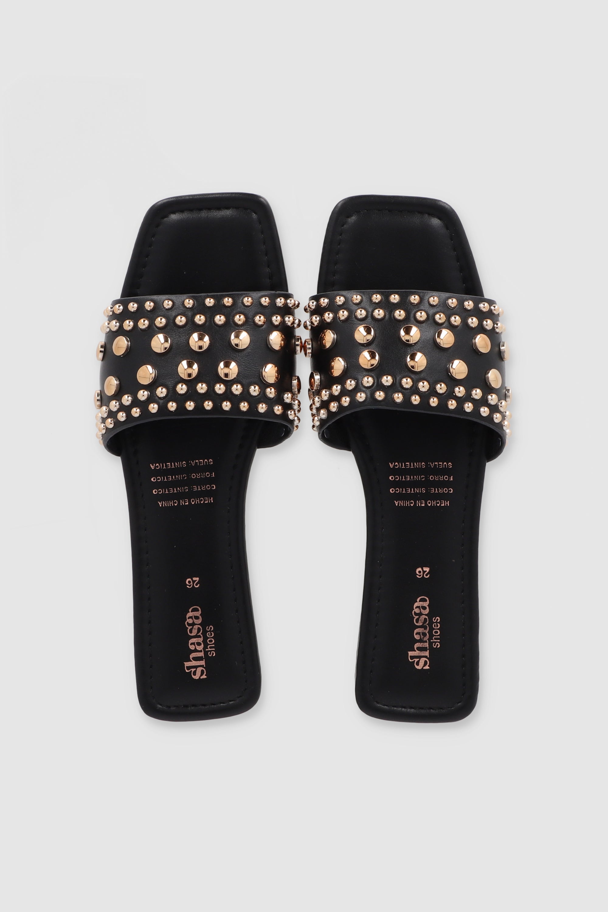 SANDALIA STUDS PU NEGRO