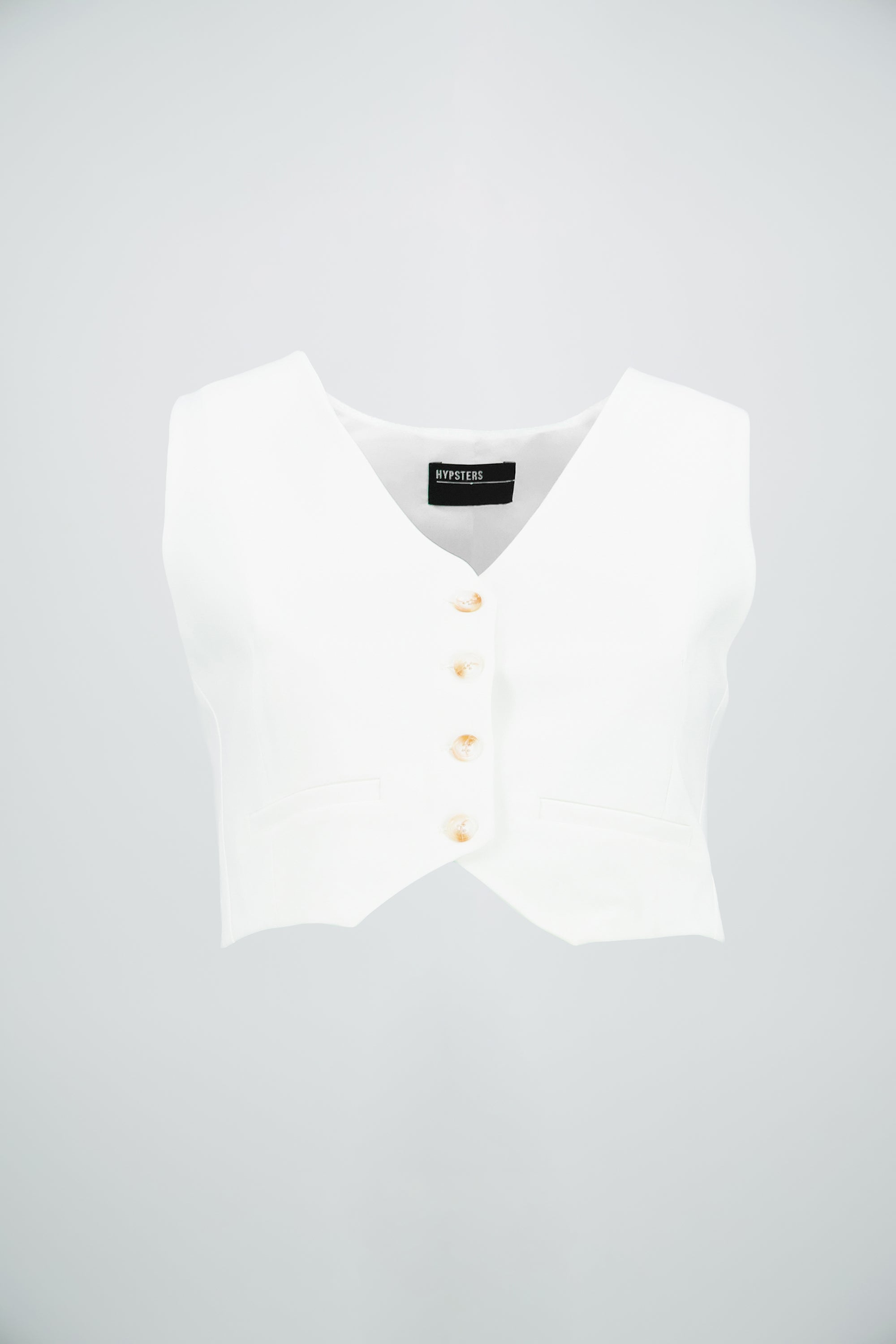 Chaleco escote V Con Botones BLANCO