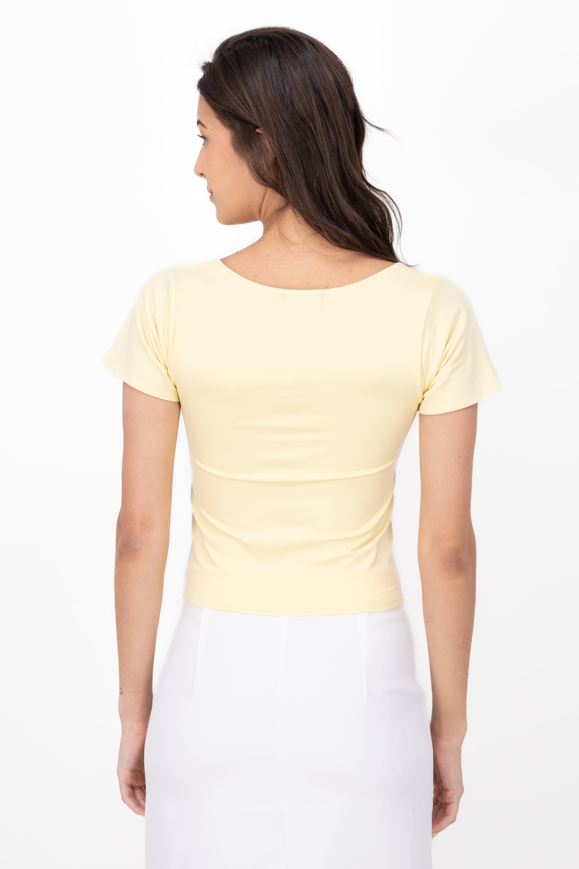 Playera Lisa Doble Tela Escote Cuadrado Hypsters AMARILLO PASTEL