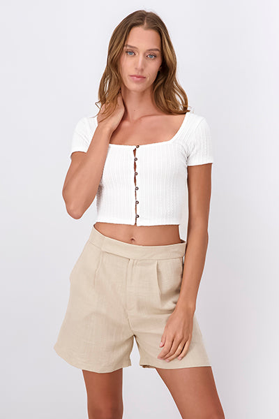 Top textura botones delanteros BLANCO