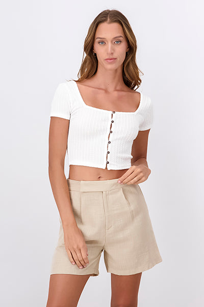 Top textura botones delanteros BLANCO