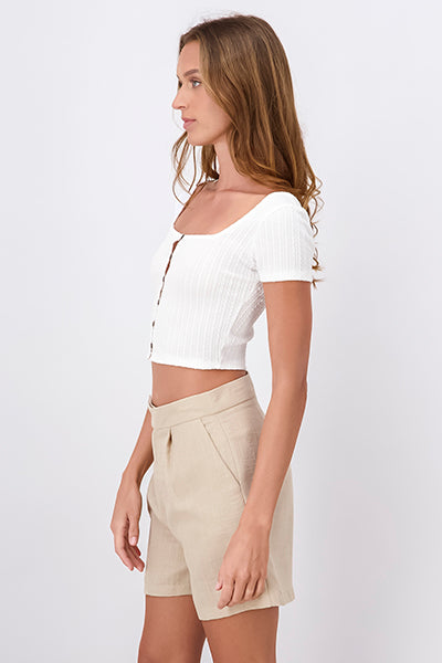 Top textura botones delanteros BLANCO