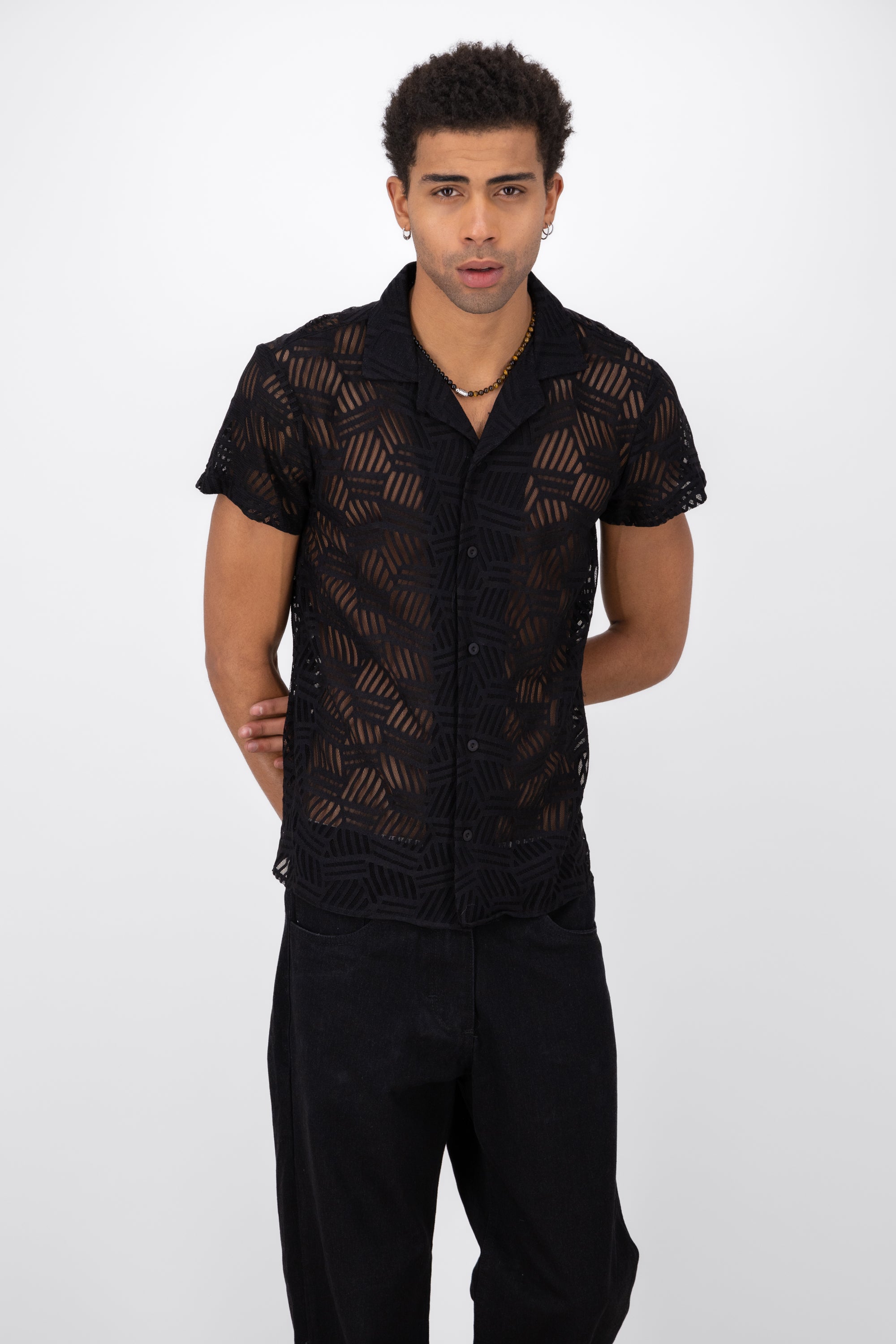 Camisa Resort De Crochet NEGRO