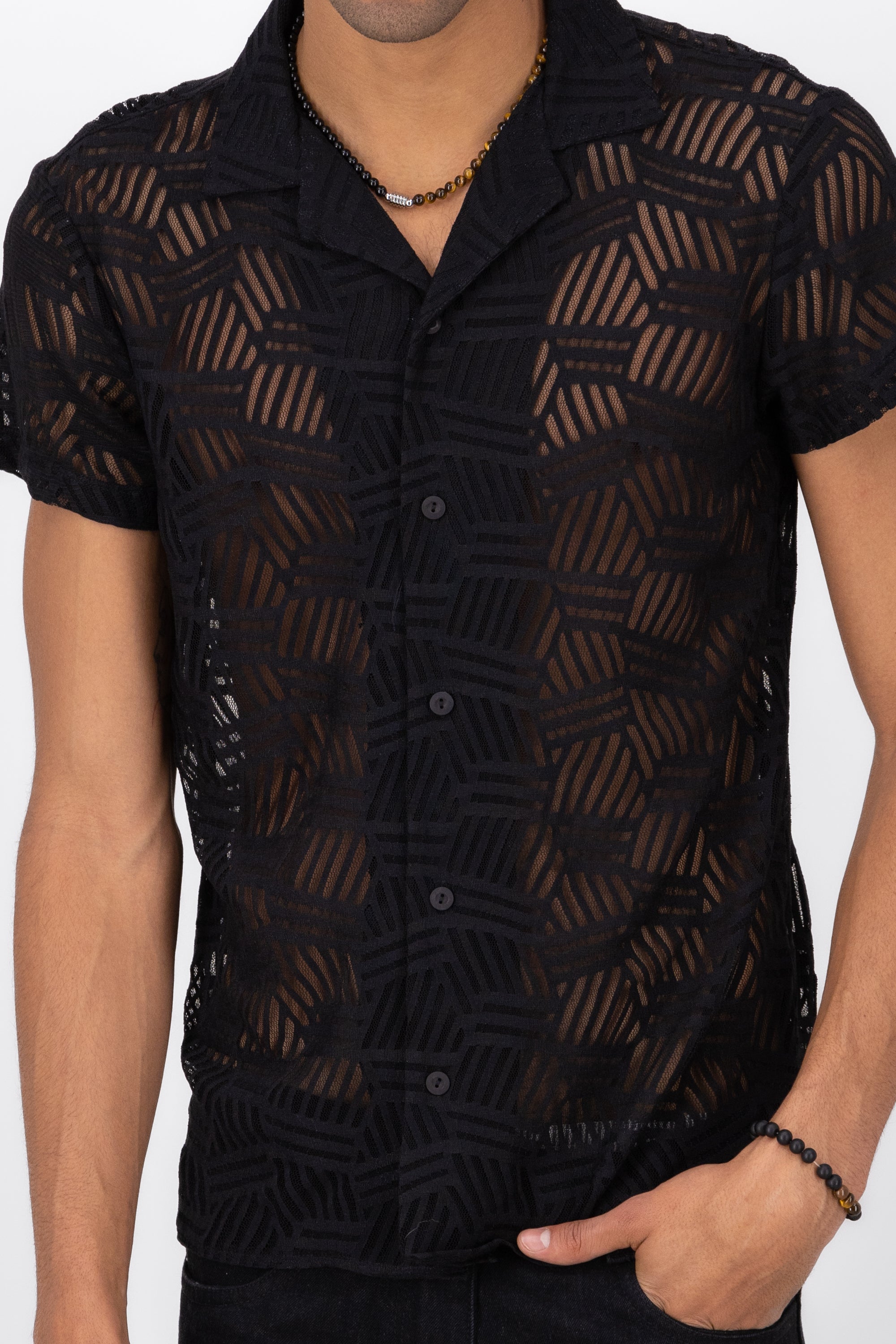 Camisa Resort De Crochet NEGRO