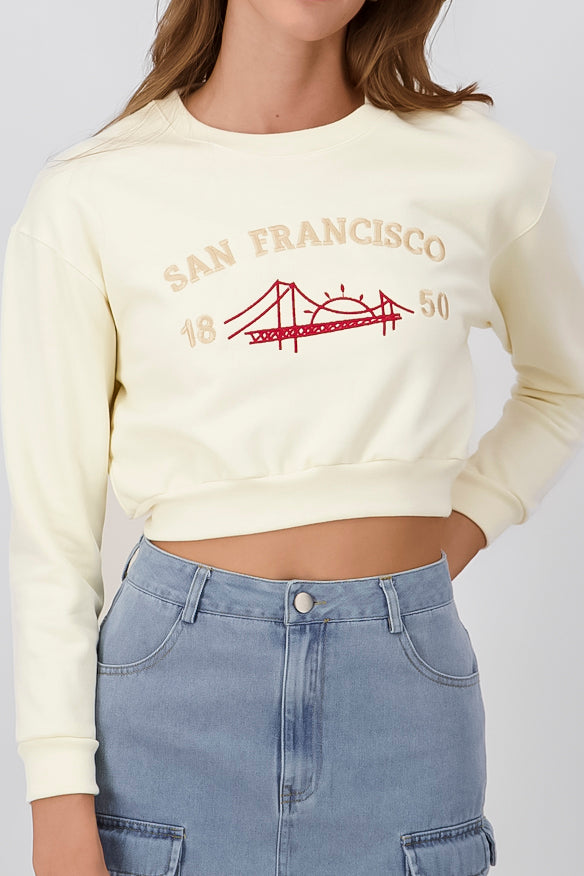 Sudadera Crop San Francisco BEIGE