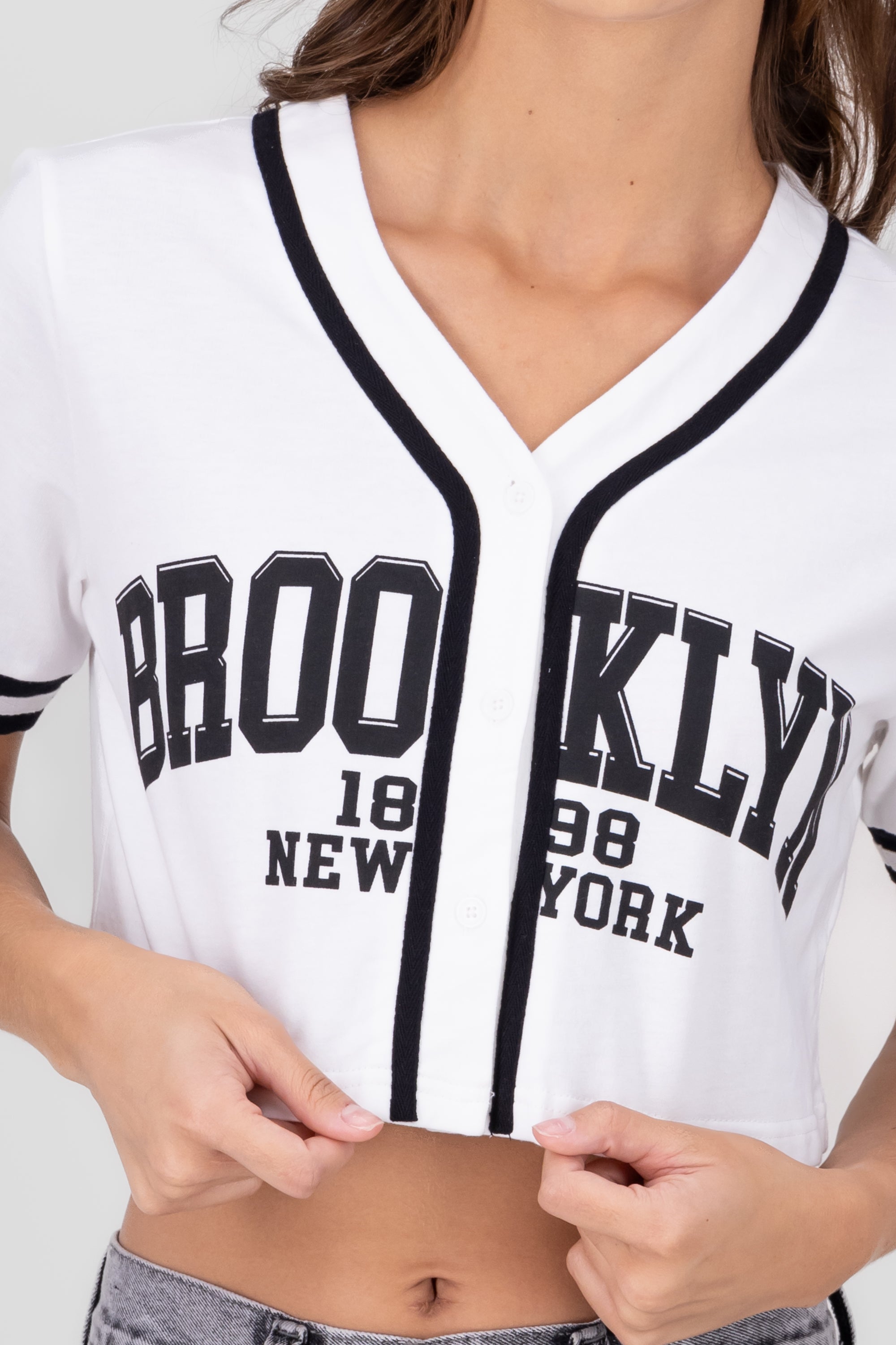 Camisa Tipo Baseball Brooklyn BLANCO COMBO