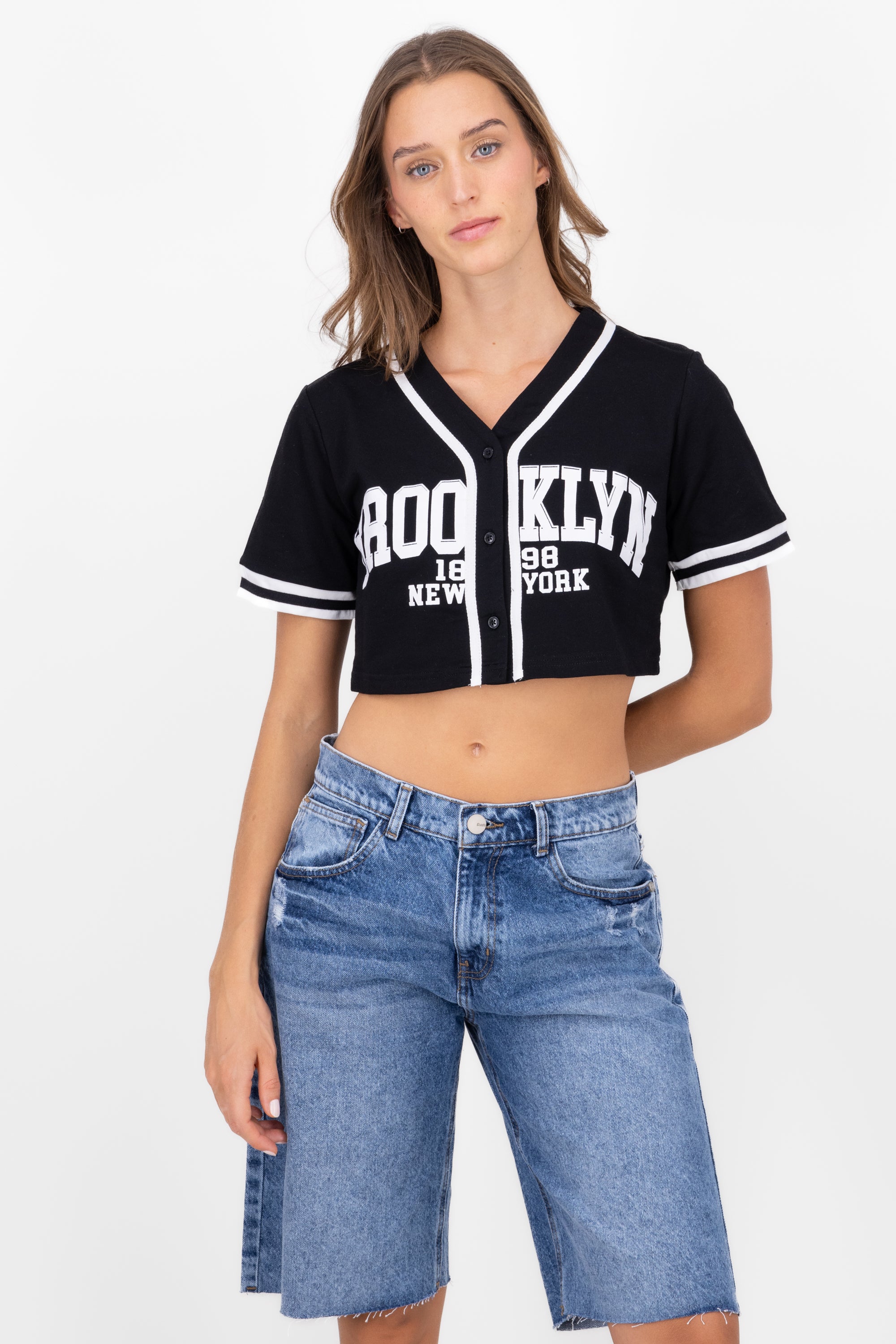 Camisa Tipo Baseball Brooklyn NEGRO COMBO