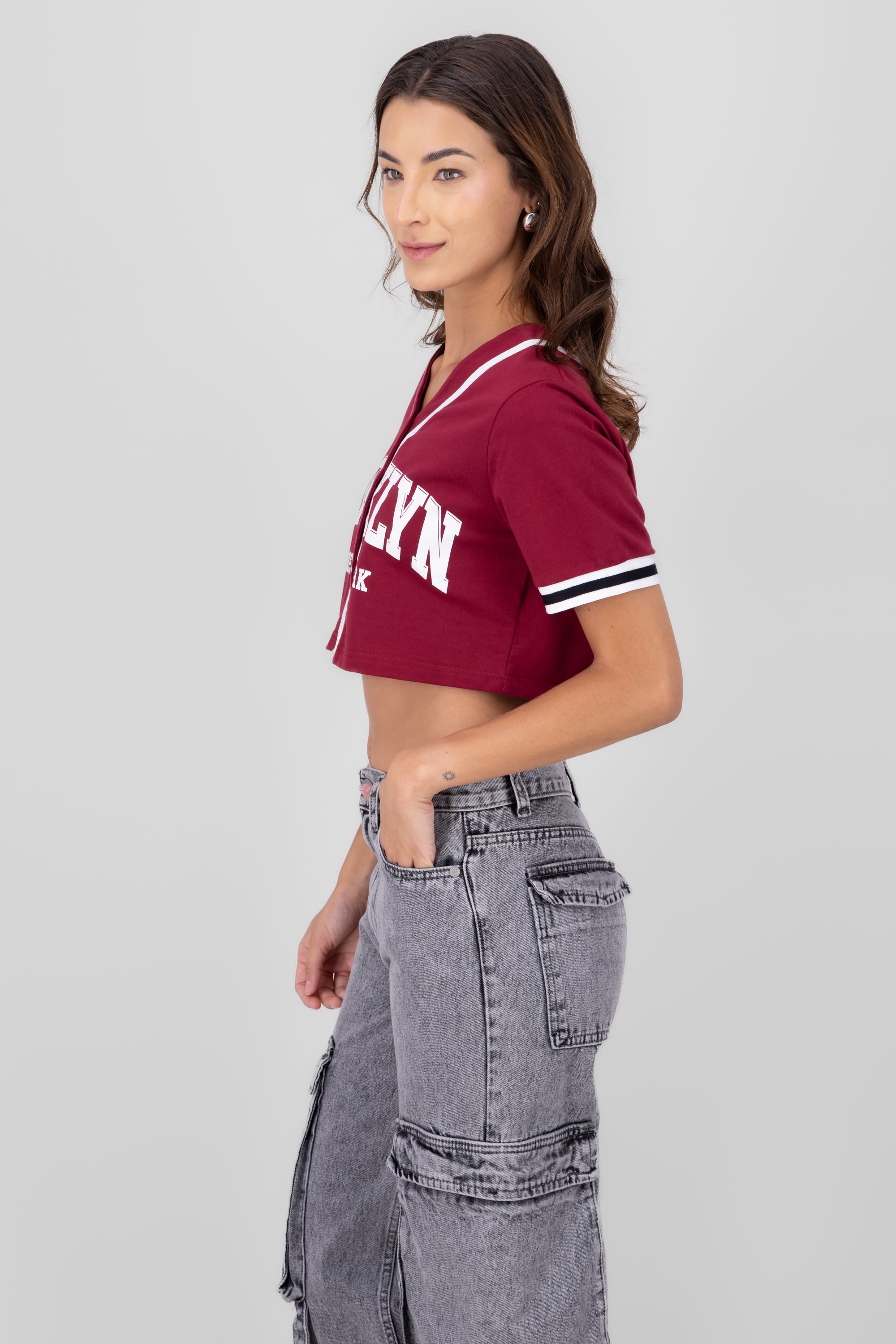 Camisa Tipo Baseball Brooklyn VINO COMBO