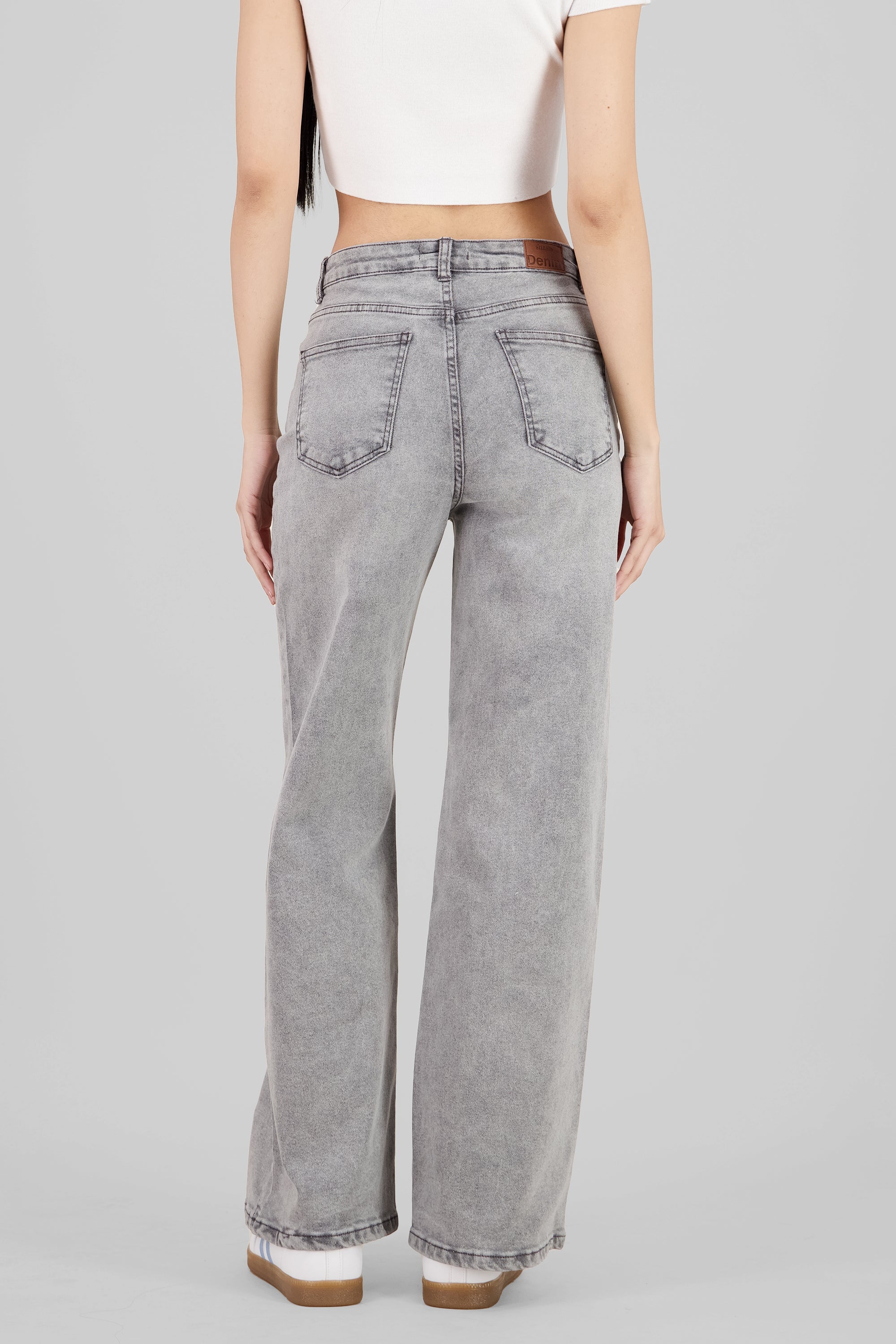 Jeans wide leg básicos GRIS