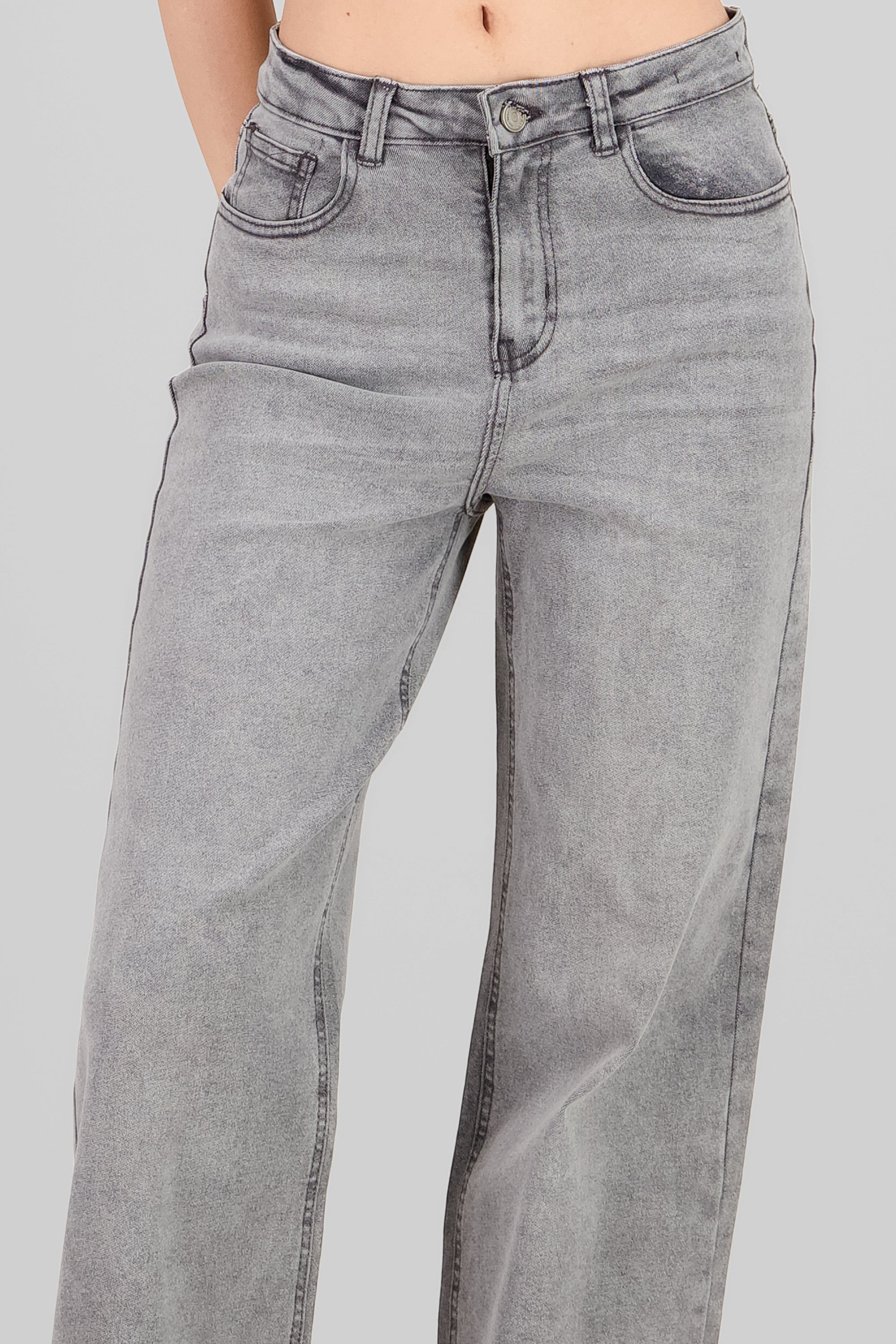 Jeans wide leg básicos GRIS