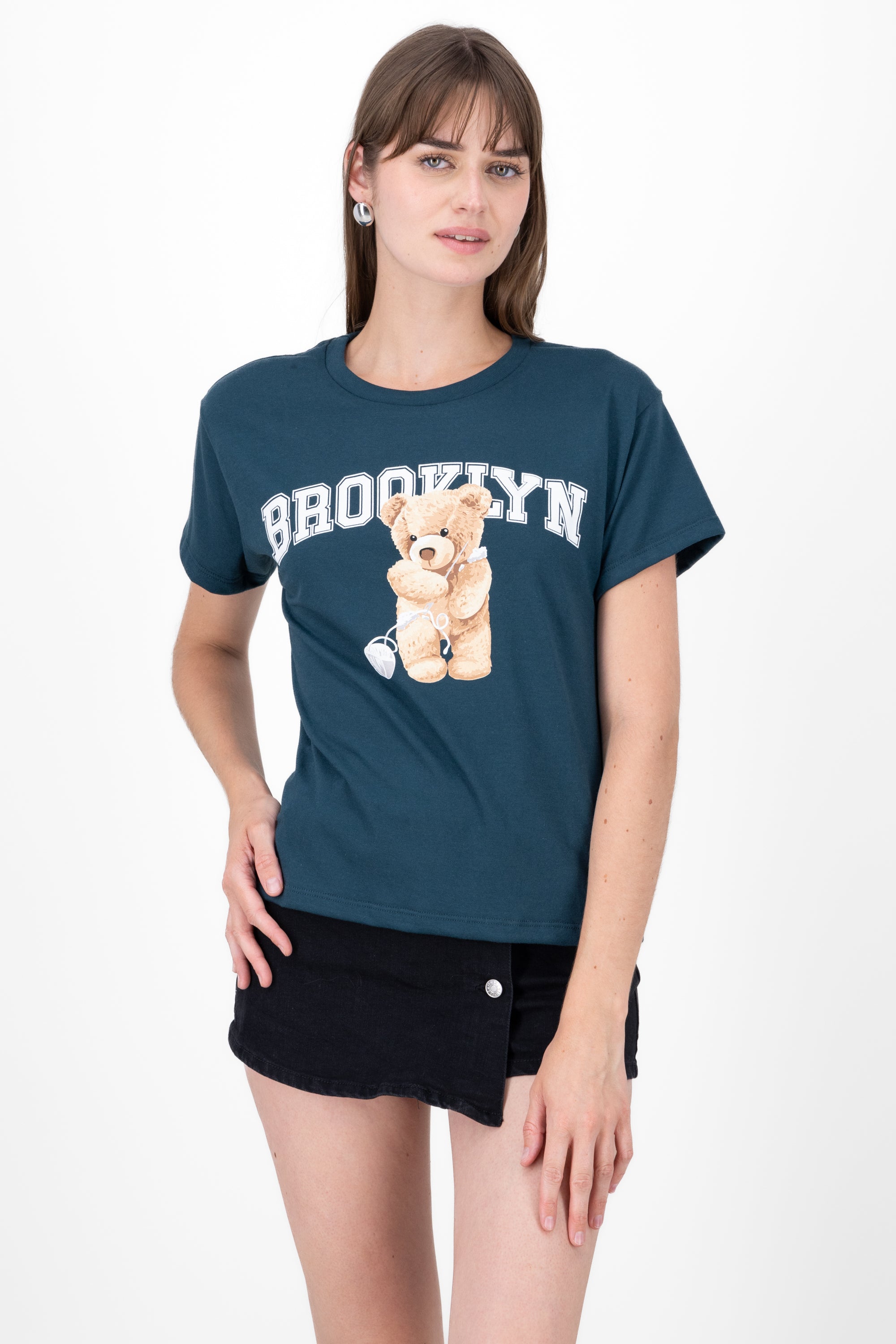 Playera Manga Corta Osito Brooklyn VERDE BOTELLA