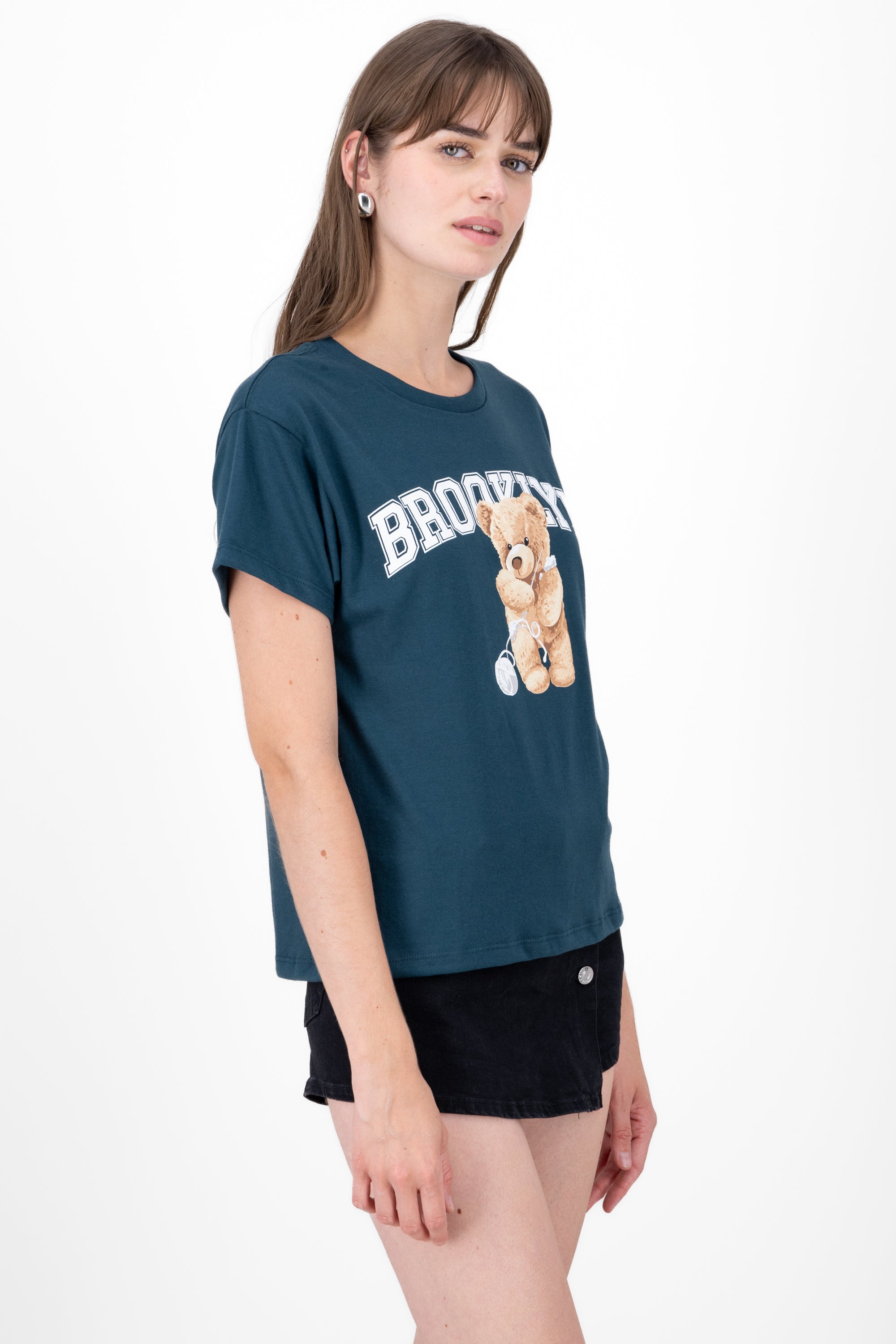 Playera Manga Corta Osito Brooklyn VERDE BOTELLA