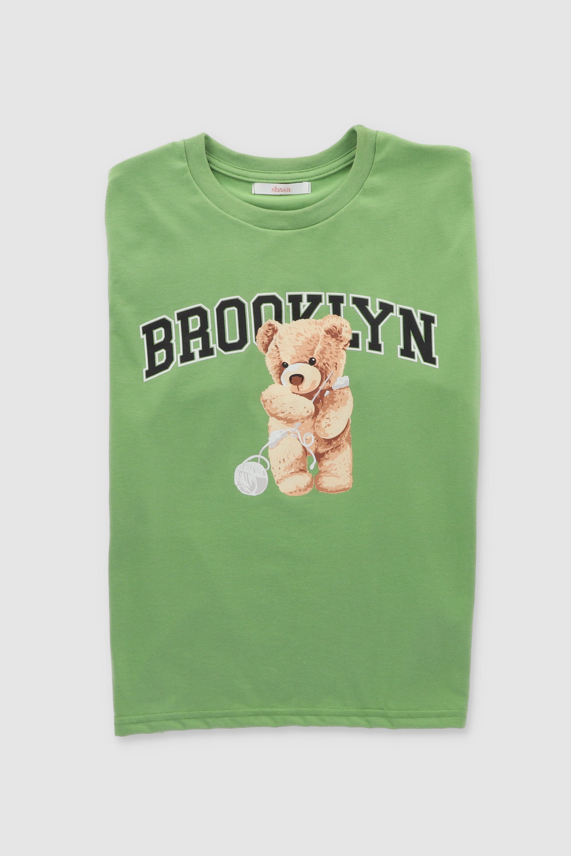 Playera Manga Corta Osito Brooklyn VERDE PASTO