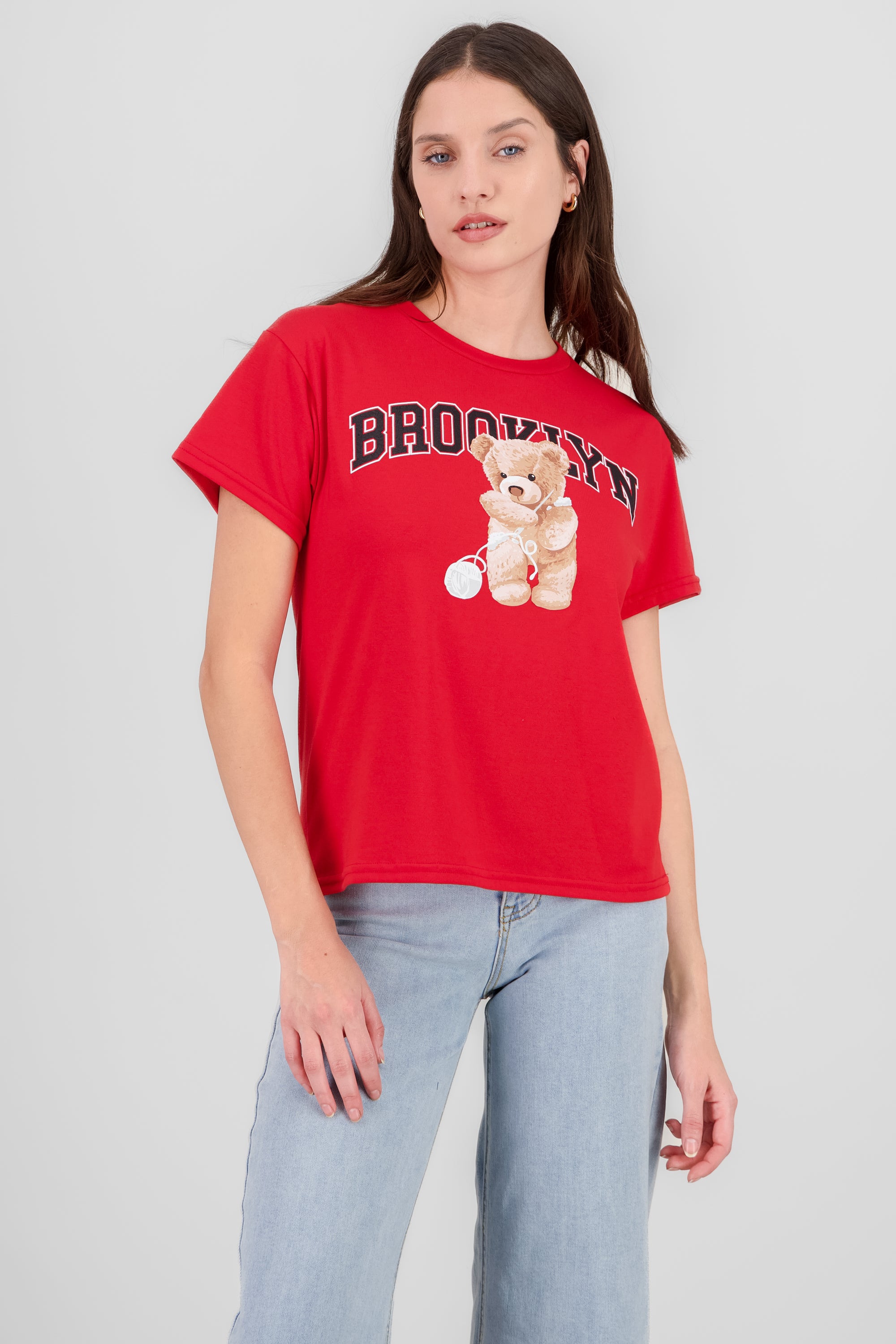 Playera Manga Corta Osito Brooklyn ROJO TOMATE