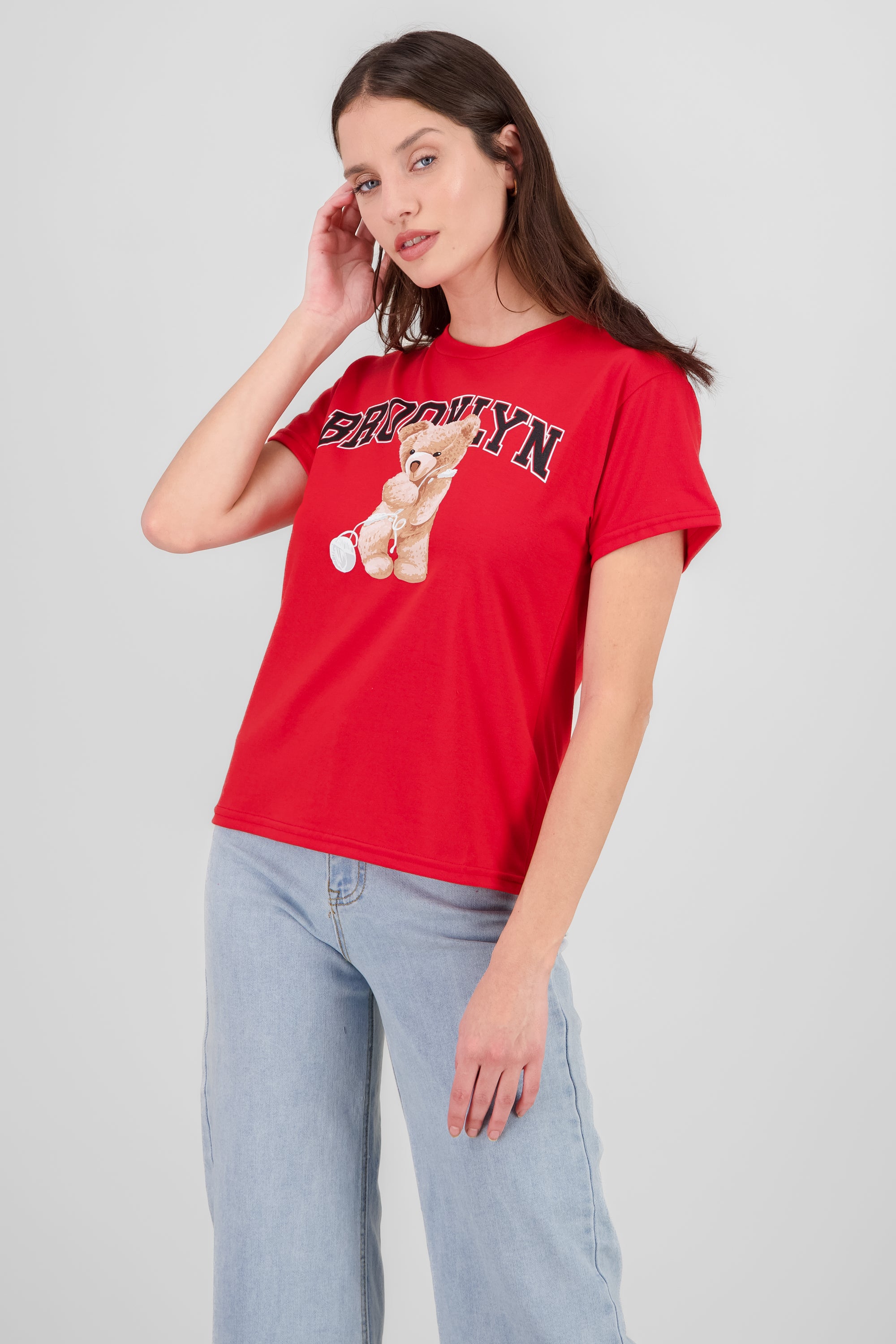 Playera Manga Corta Osito Brooklyn ROJO TOMATE