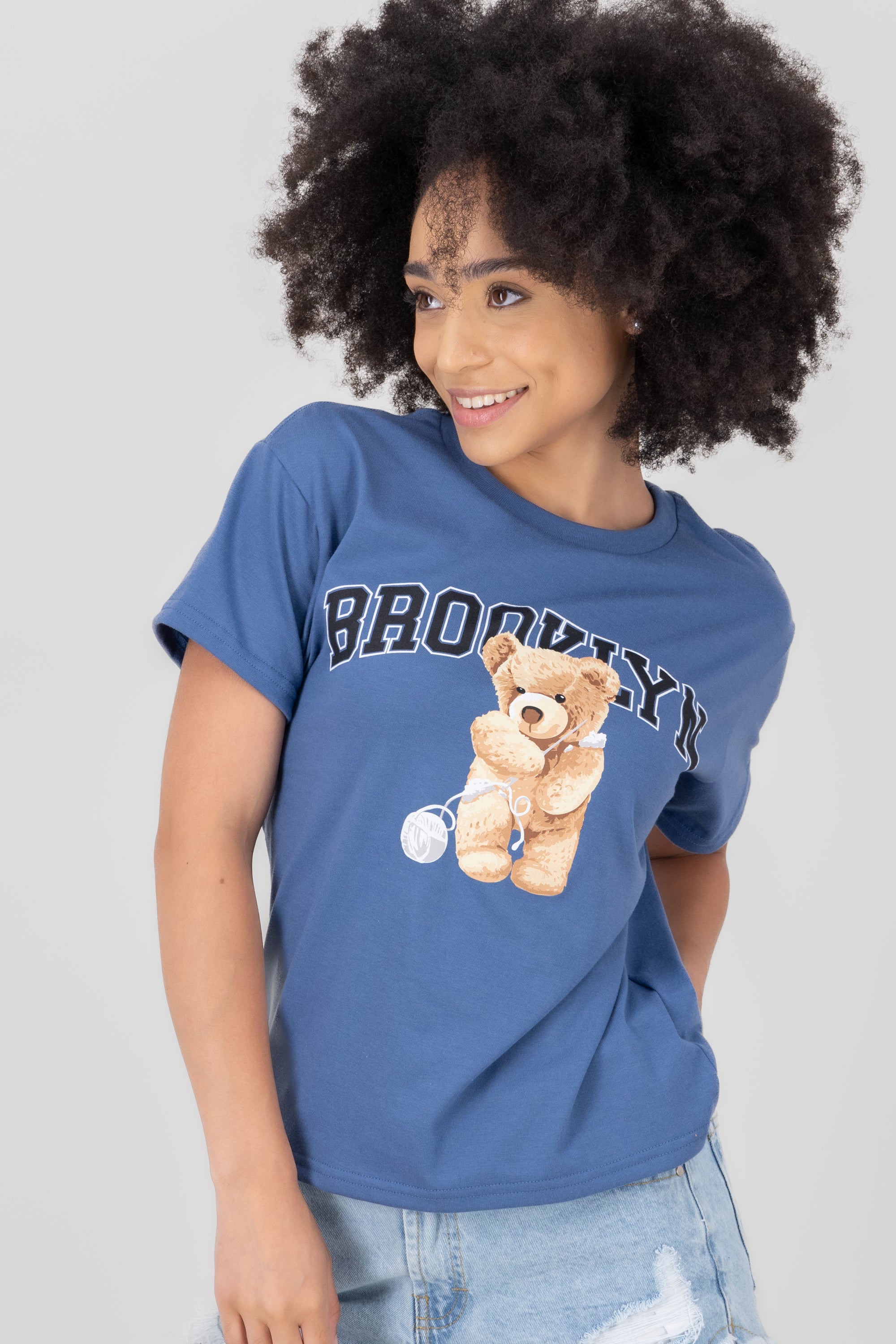 Playera Manga Corta Osito Brooklyn INDIGO