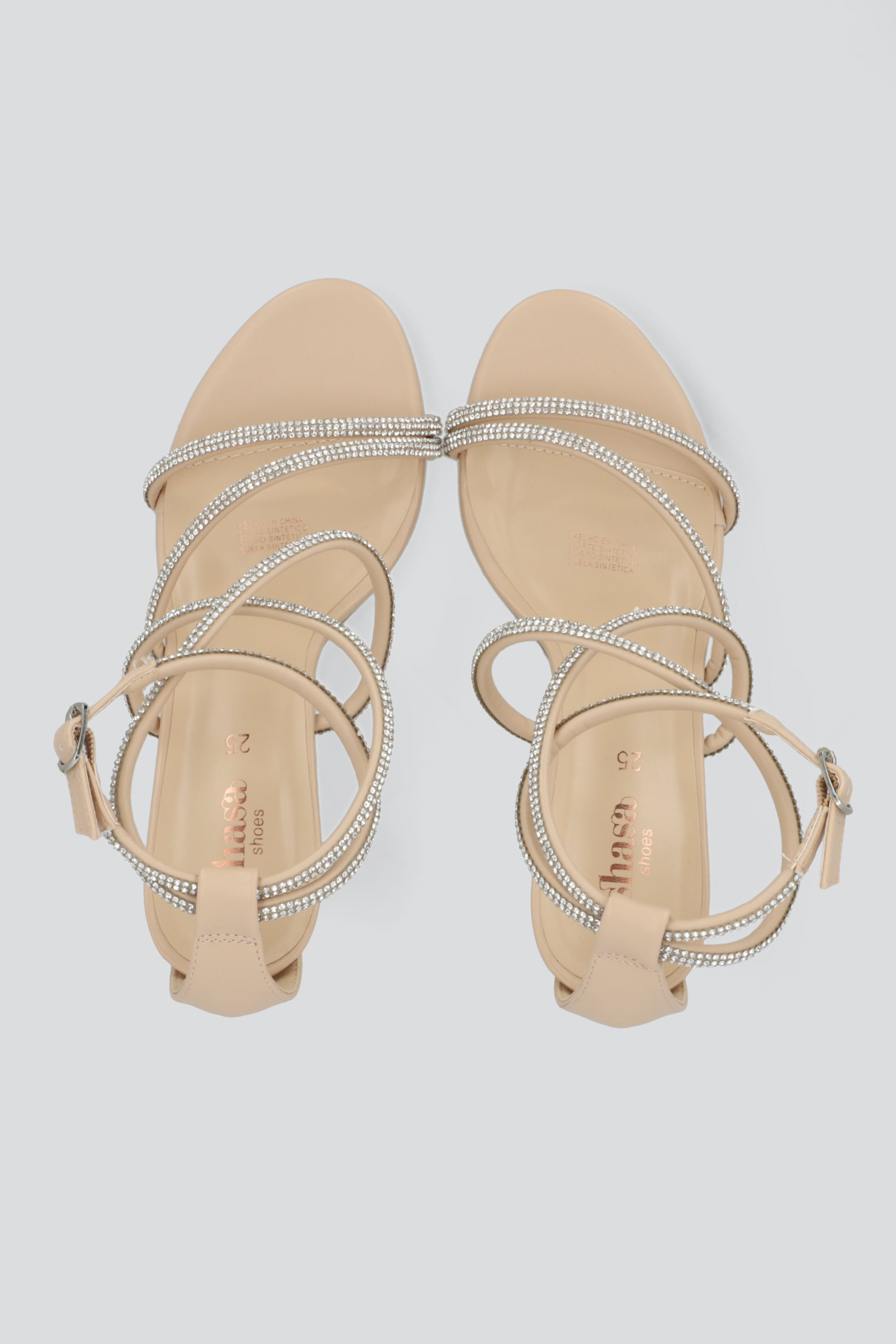 Tacon varias tiras brillos NUDE